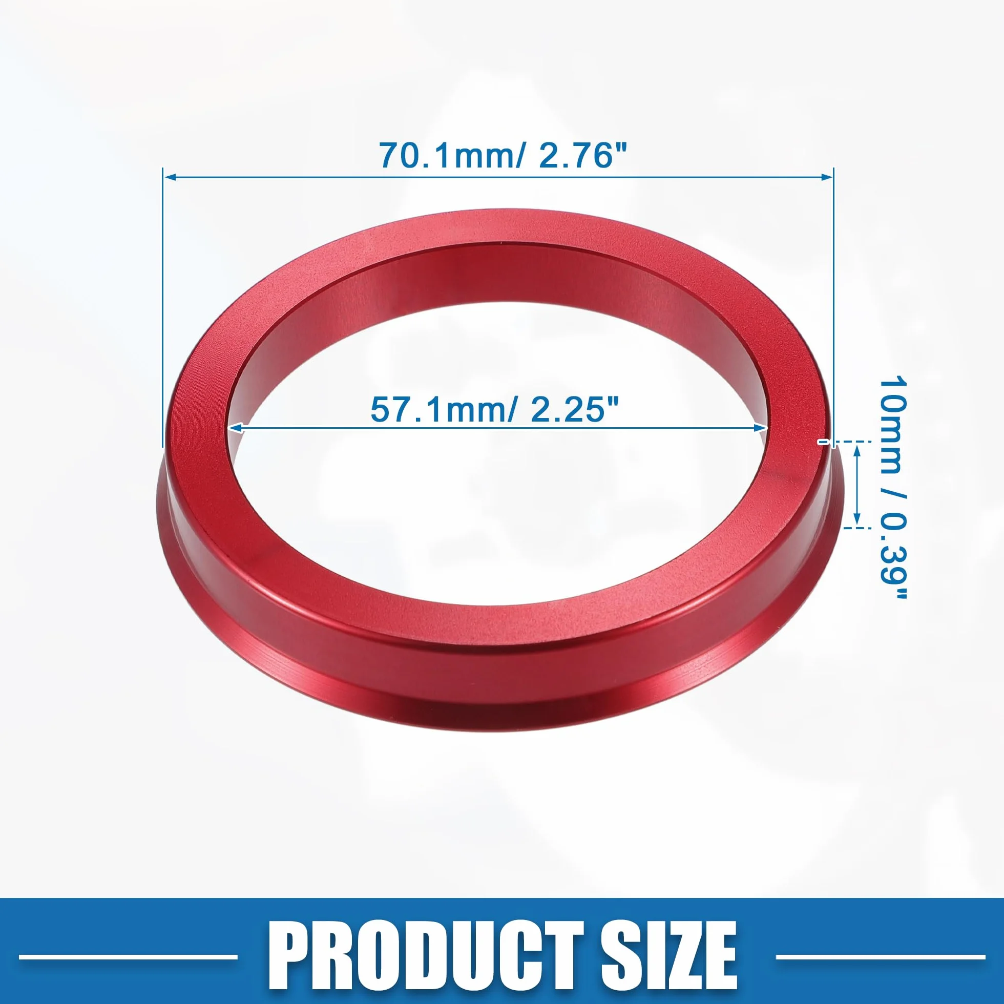 A ABSOPRO Pierścienie środkowe do felg samochodowych OD 70,1 mm do ID 57,1 mm pierścienie środkowe do felg ze stopu aluminium czerwone (zestaw 4)