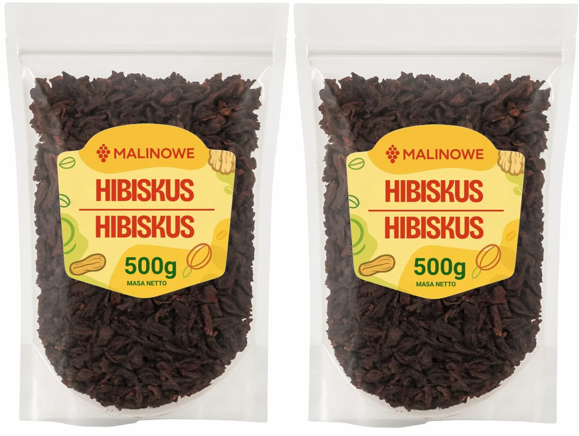 Malinowe HIBISKUS SUSZONY 2x500g Zestaw Kwiaty Hibiskusa