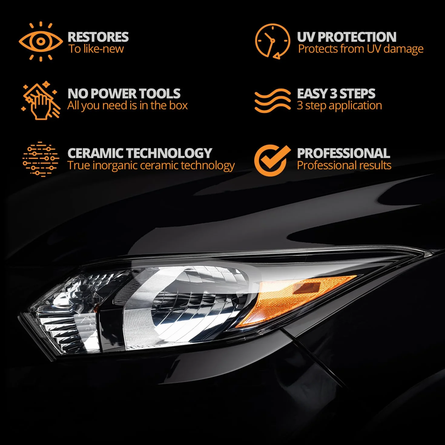CERAKOTE Ceramic Headlight Zestaw do nakładania powłoki ceramicznej na reflektory samochodów, do matowych reflektorów, bez użycia elektronarzędzi, nr 1 w USA