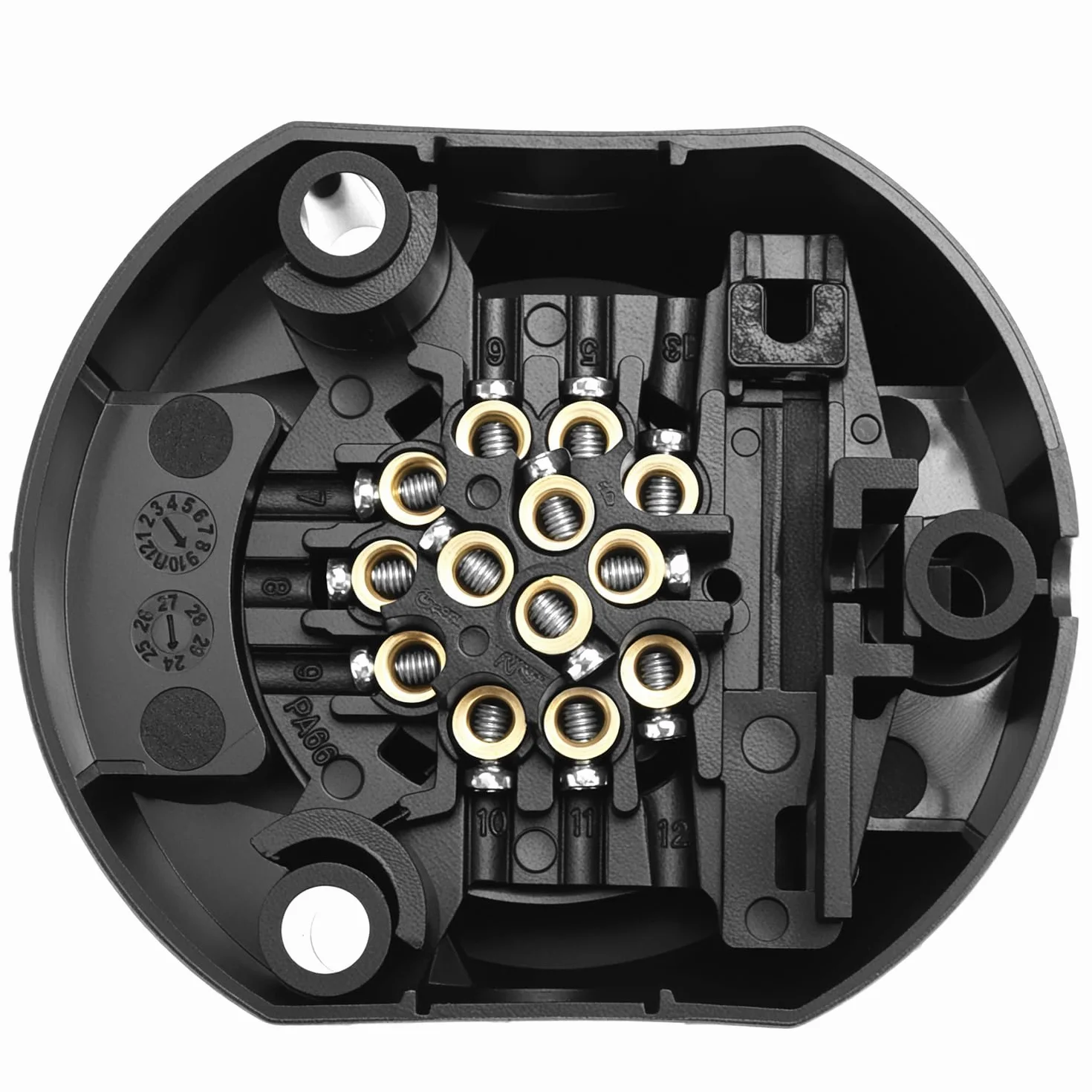QWORK® 13-pinowe gniazdo przyczepy z gumową uszczelką, gniazdo żeńskie 12 V wodoodporne i trwałe do ciężarówki, kampera, samochodu, łodzi i przyczepy kempingowej