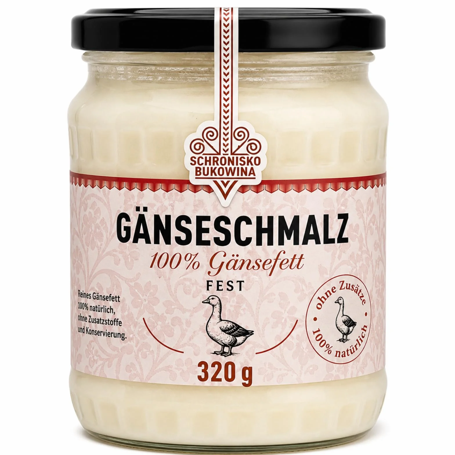 Schronisko Bukowina Smalec Gęsi 100%, 320g, Szklane Opakowanie