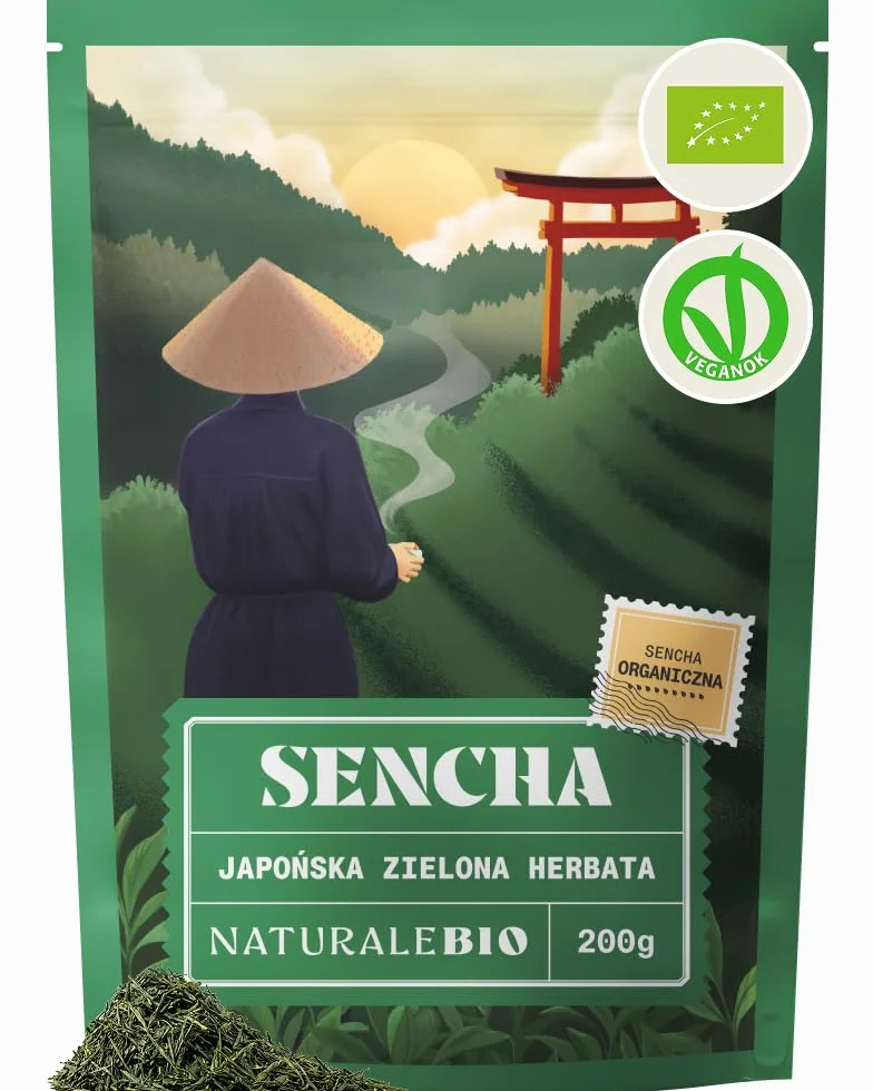 NaturaleBio Zielona Herbata Sencha Japońska Bio 200g - Organiczna Herbata Liściasta Pierwszego Zbioru