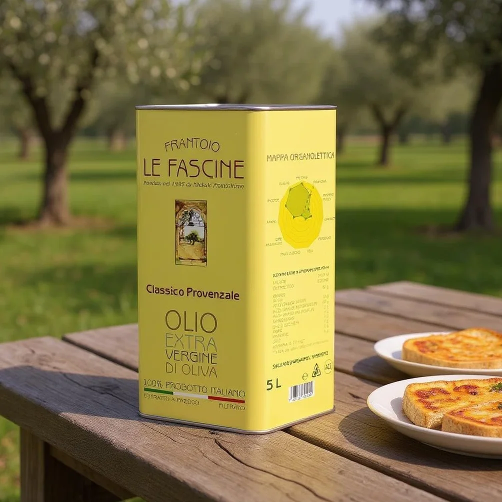 Le Fascine 100% włoska oliwa z oliwek Pugliese extra virgin wytwarzana z prowansalskich oliwek (puszka 5 litrów)