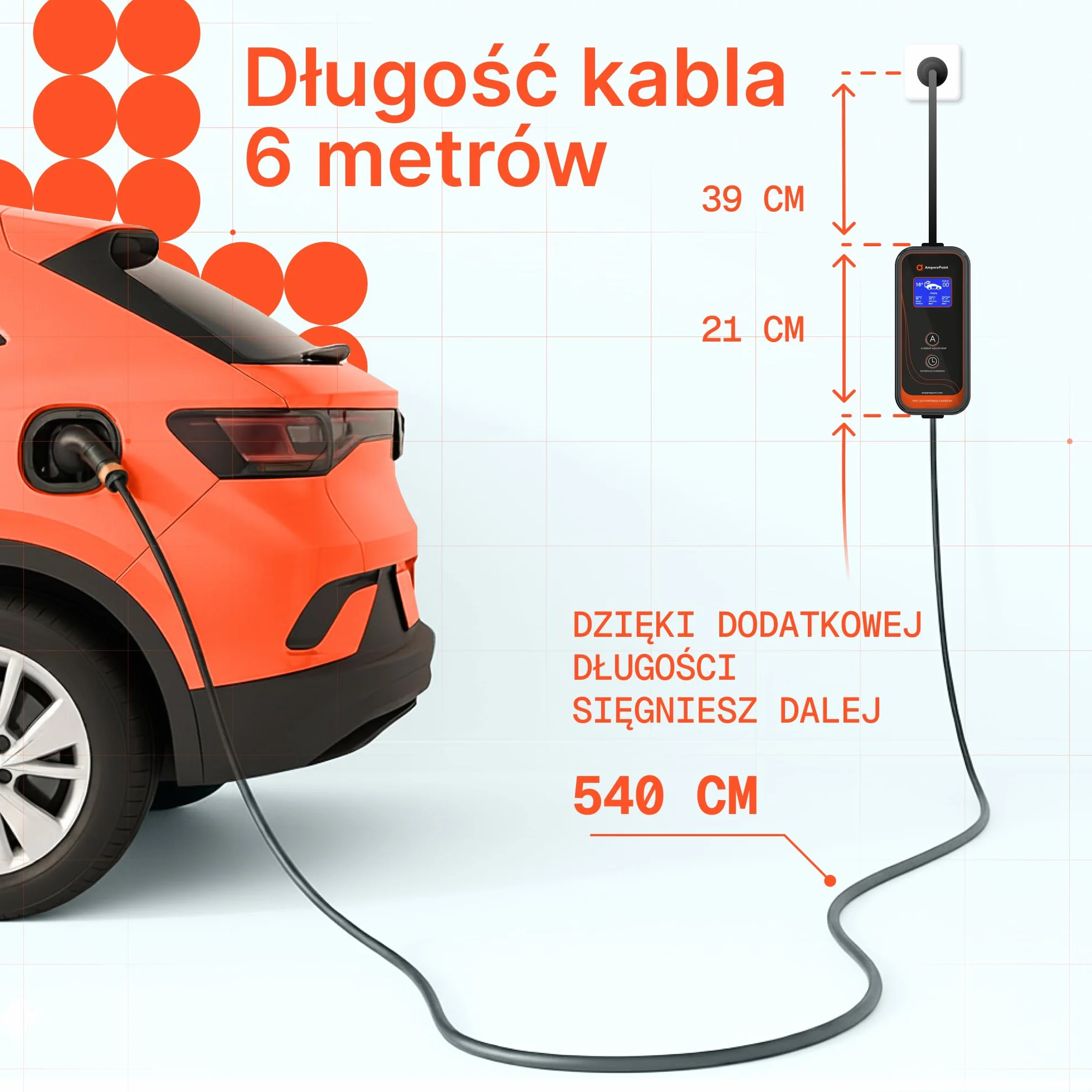 Wallbox Mobilna Ładowarka EV 11 kW 16 A Typ 2, Stacja Ładująca z regulowaną mocą 8-16 A, kabel 6 m, CEE 400 V