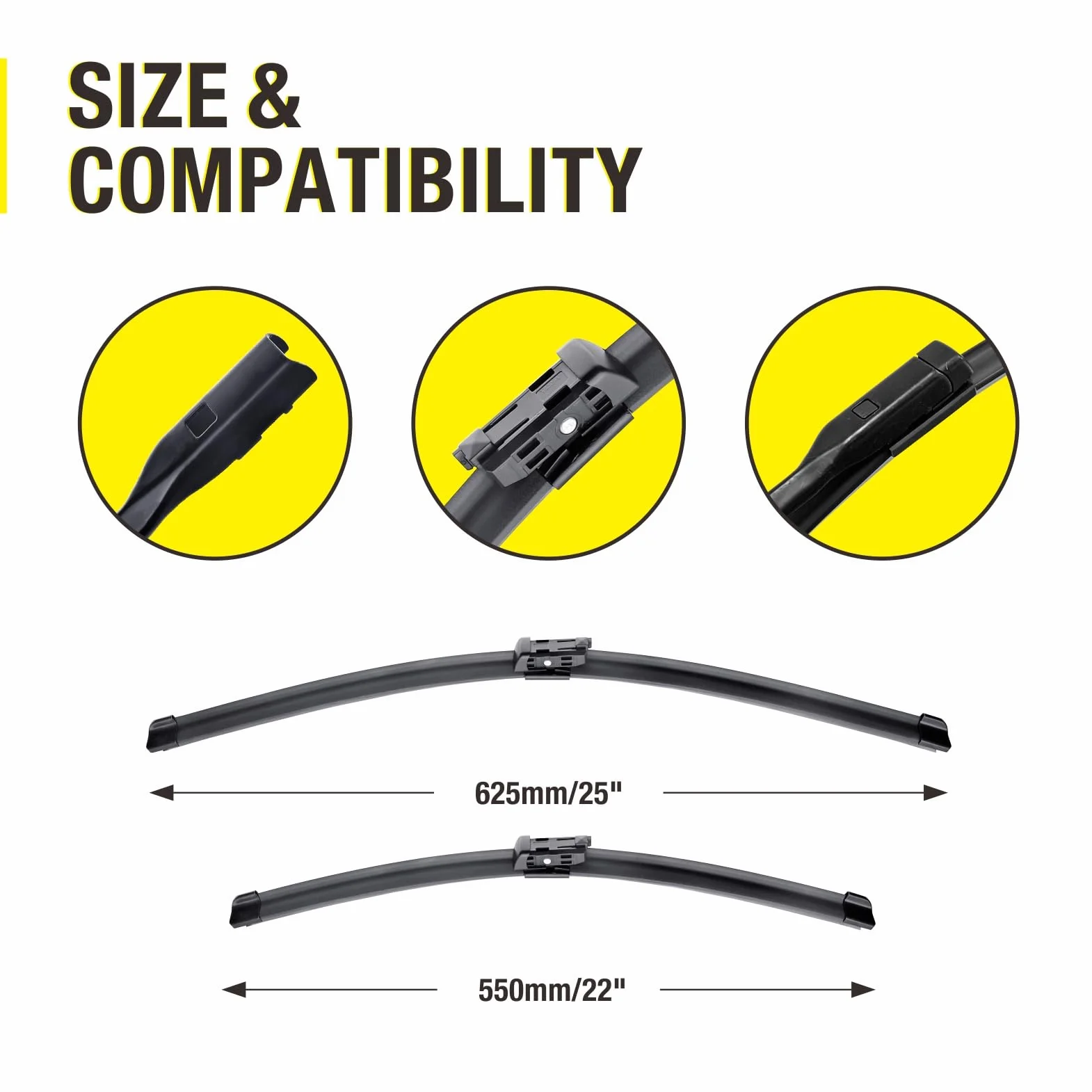 3 Wipers 25"/22"/15" Replacement For VW Volkswagen Tiguan 2022 2021 2020 2019 2018, 25 Inch+22 Inch Windshield Wiper Blades with 15 Inch Rear Wiper Blade