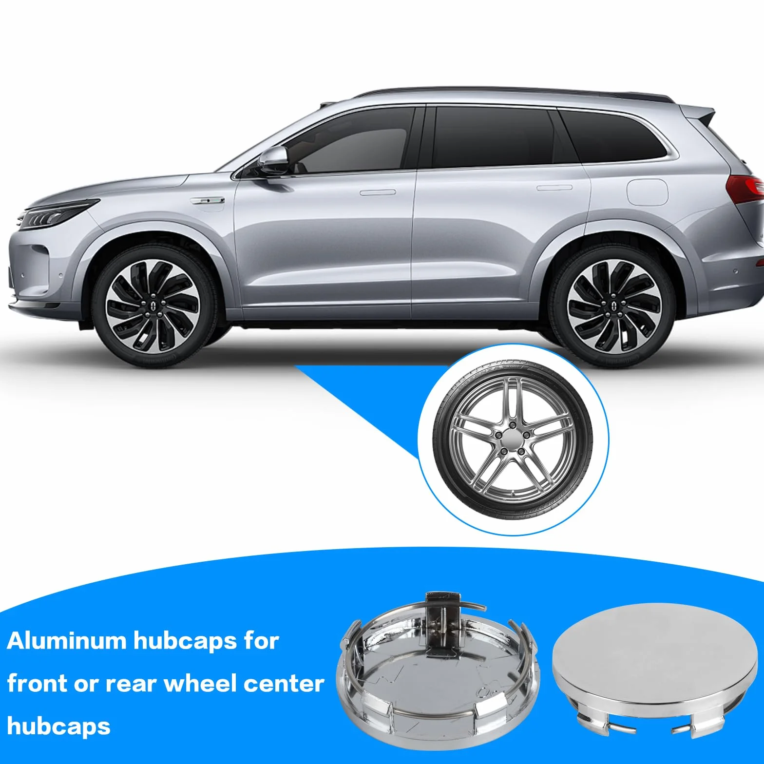 4 sztuki kołpaków 60 mm, uniwersalne nakładki na piasty kół, kołpaki do felg, ABS, srebrne, kompatybilne z VW Audi, akcesoria samochodowe (OD 60 mm, ID 56 mm)