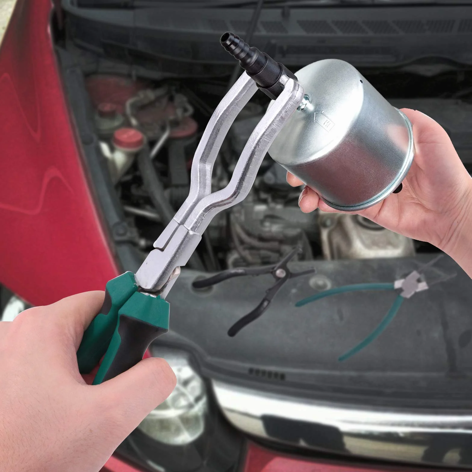 Glarks Fuel Line Pliers Set 9 Inch Fuel Filter Caliper Pipe Clamp Clip Disconnect Pliers for Auto Maintenance