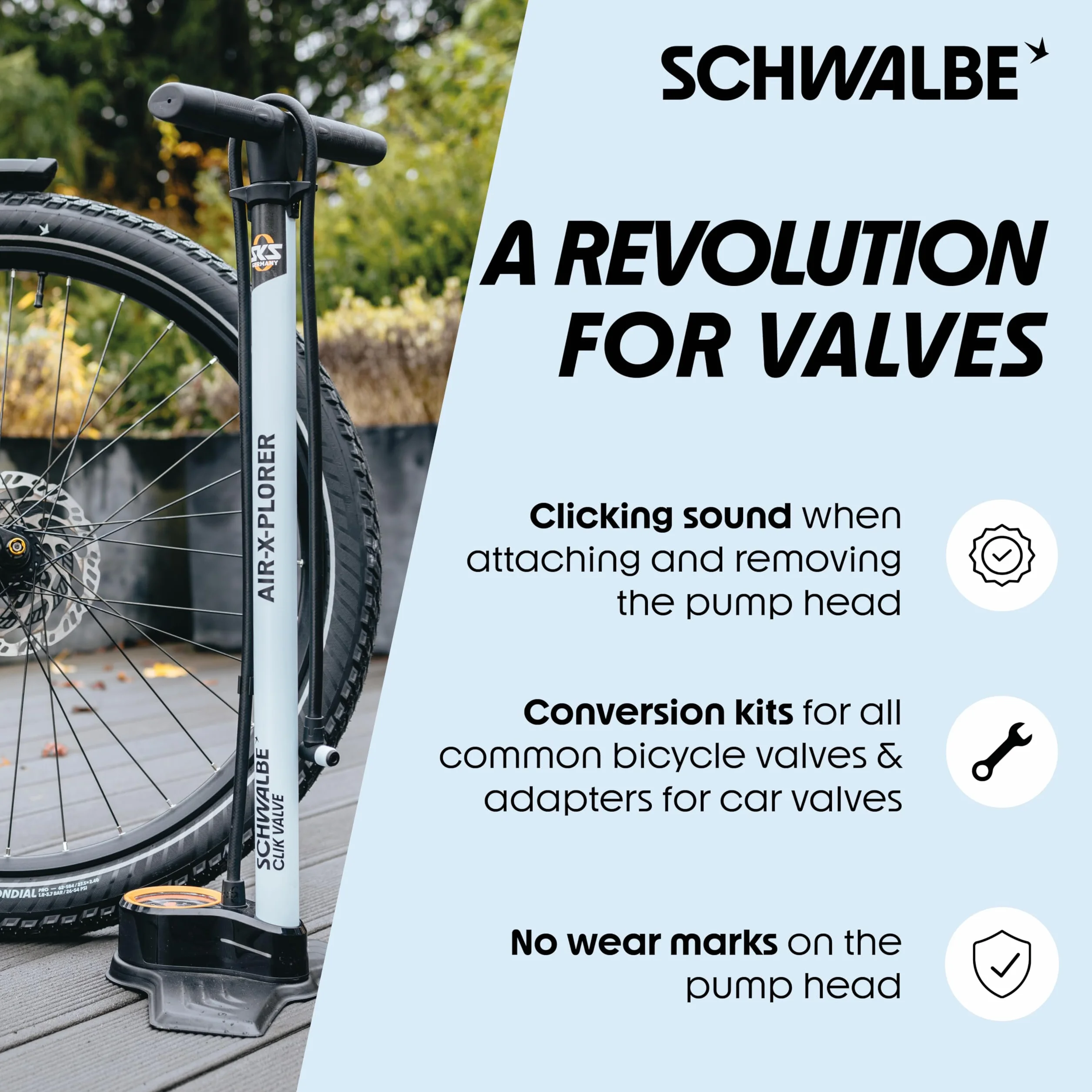 Schwalbe Clik Valve nakładka na wentyl rowerowy zestaw do konwersji SV-SCV