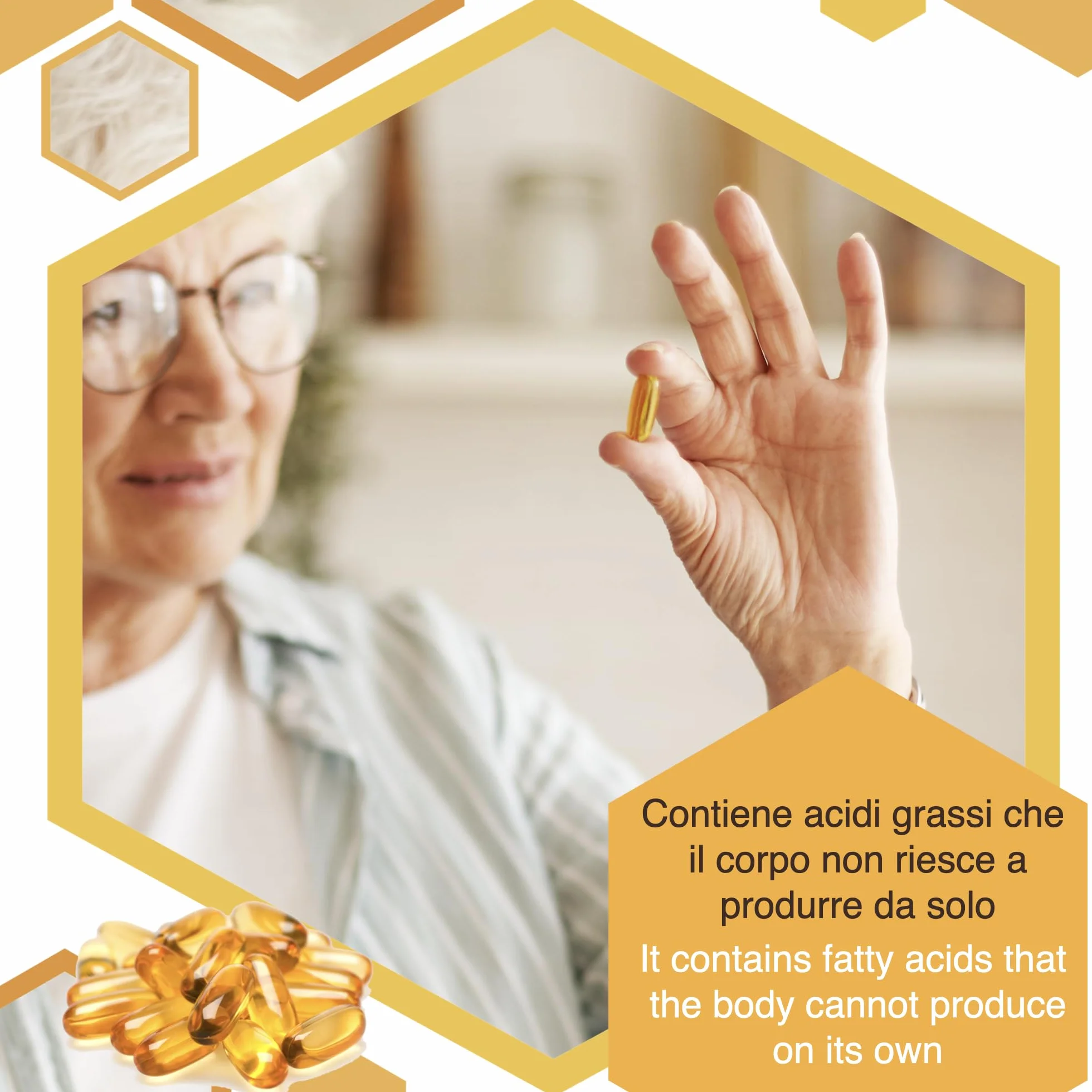 ERBOTECH Omega 3 kapsułki, opakowanie 100 g, ok. 70 kapsułek z olejem rybim, suplement diety z kwasami tłuszczowymi regulujący poziom cholesterolu i trójglicerydów