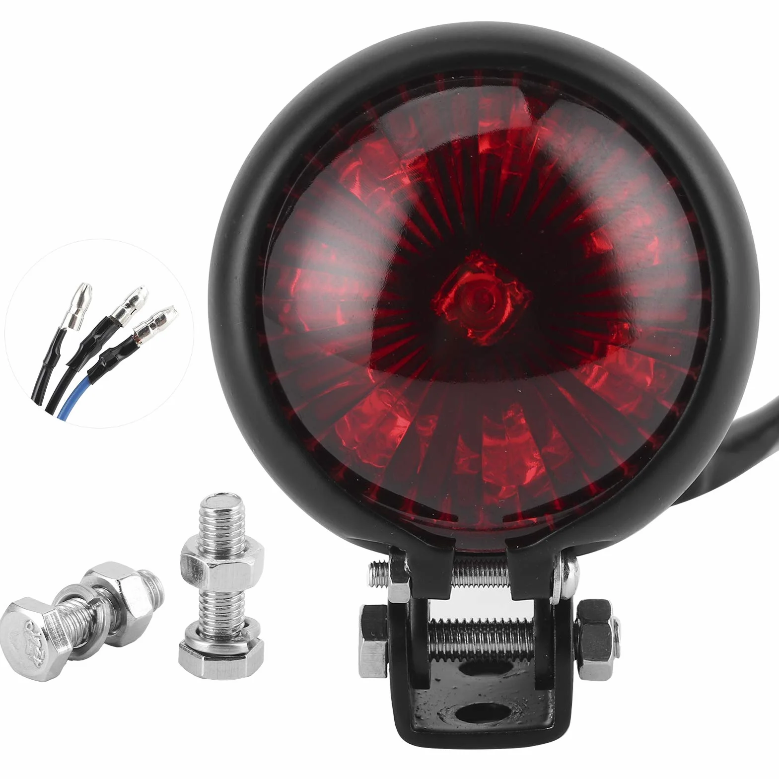 Uniwersalny motocykl 12 V Tylne światło hamowania tylnego światła LED z mocowaniem pręta śrubowego montażu(czerwona czarna skorupa)