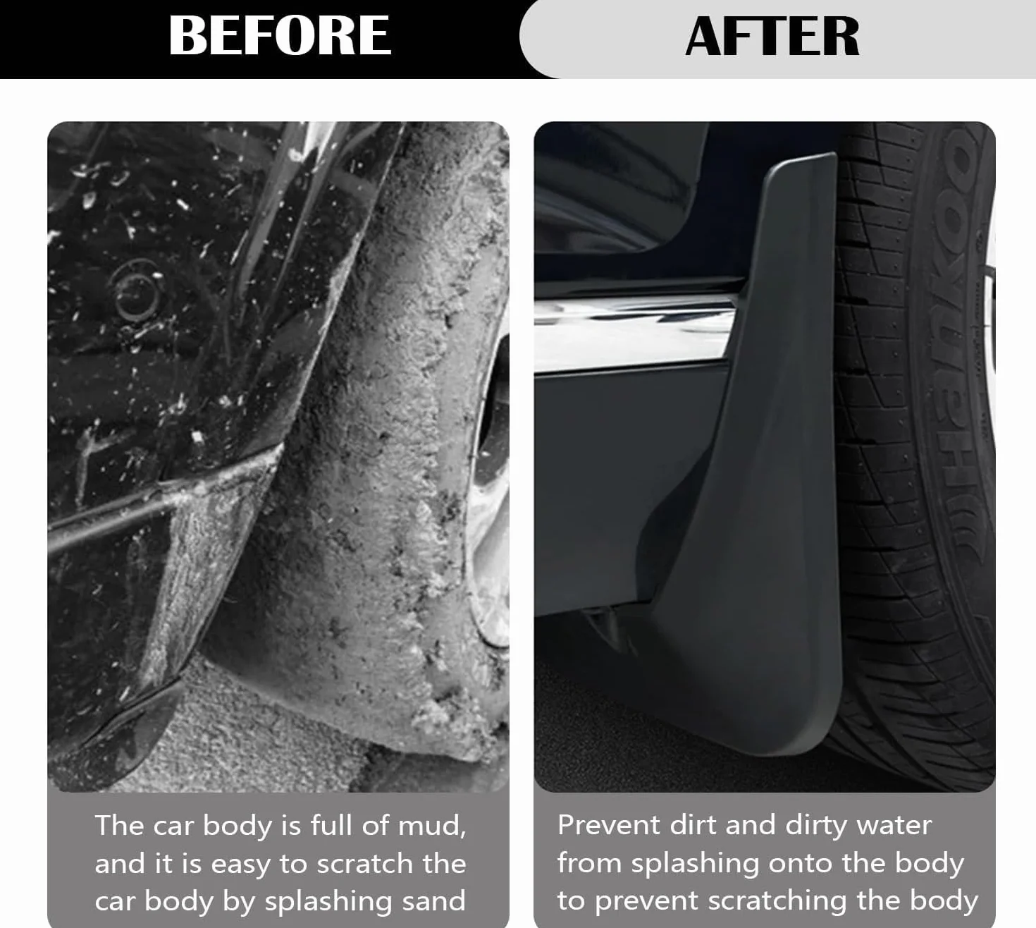 Mud Flaps Splash Guards Fit for Dodge Ram 1500 2019-2023 z brwiami na kółkach, przód i tył, 4 sztuki/zestaw