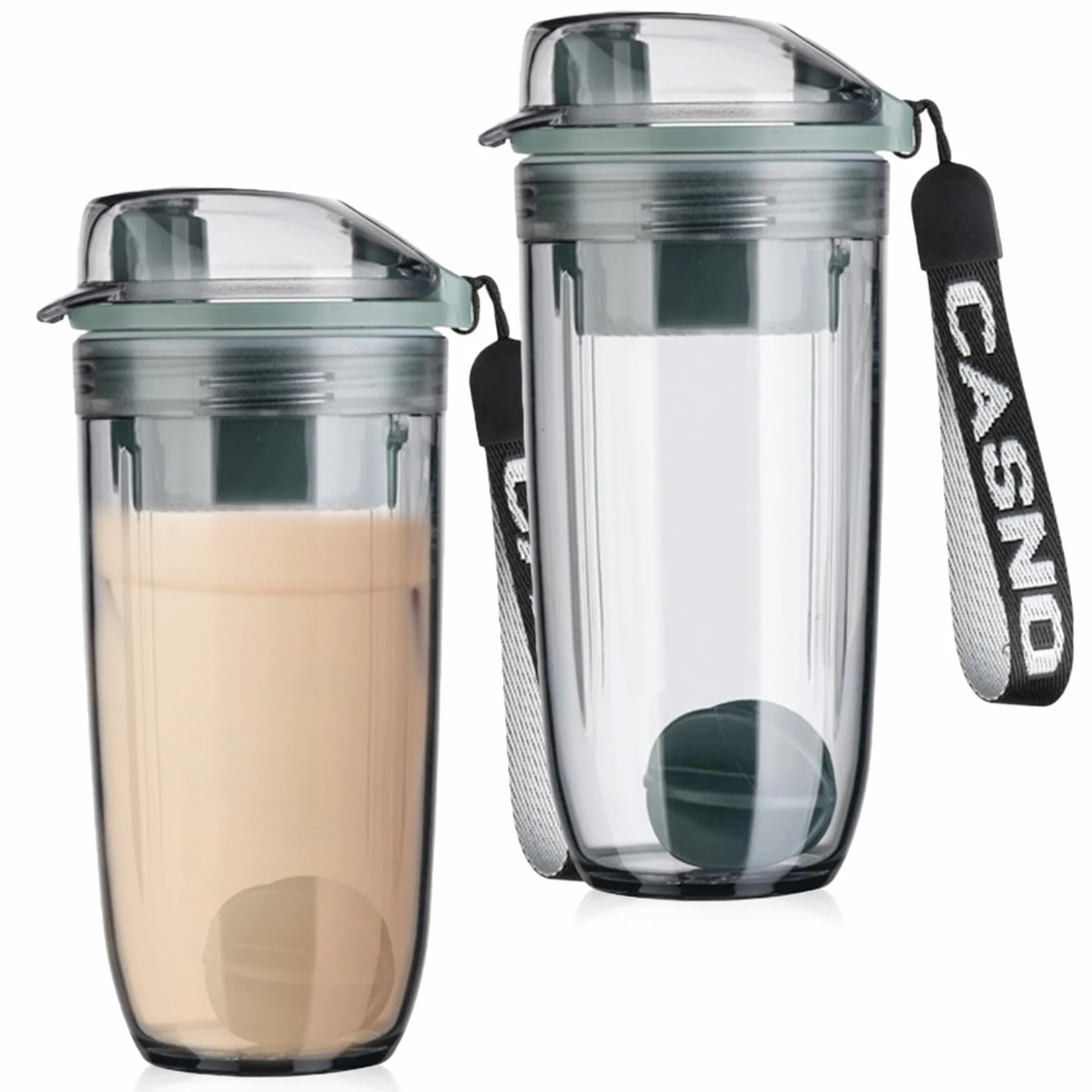 Shaker do białka 400 ml z trzepaczką BlenderBall, szczelny, bez BPA, szary