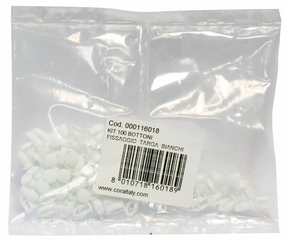 Cora 000116018 zestaw 100 elementów do mocowania tablic rejestracyjnych, białe