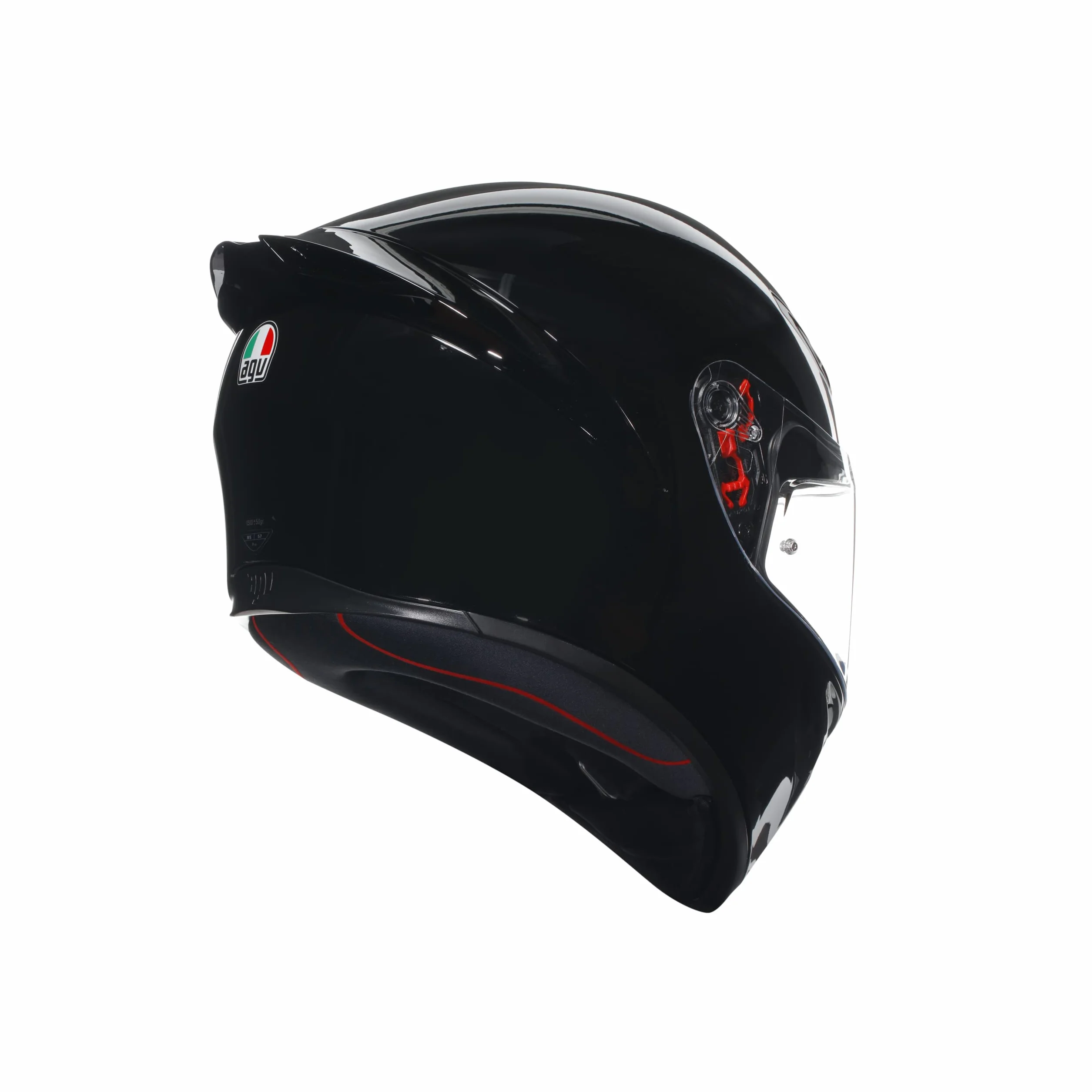 AGV - K1 S E2206, Kask motocyklowy ECE, Styl wyścigowy z aerodynamicznym spoilerem, Wizjer odporny na zarysowania, Pole widzenia 190°, Intercom Ready, Czarny, X-Small