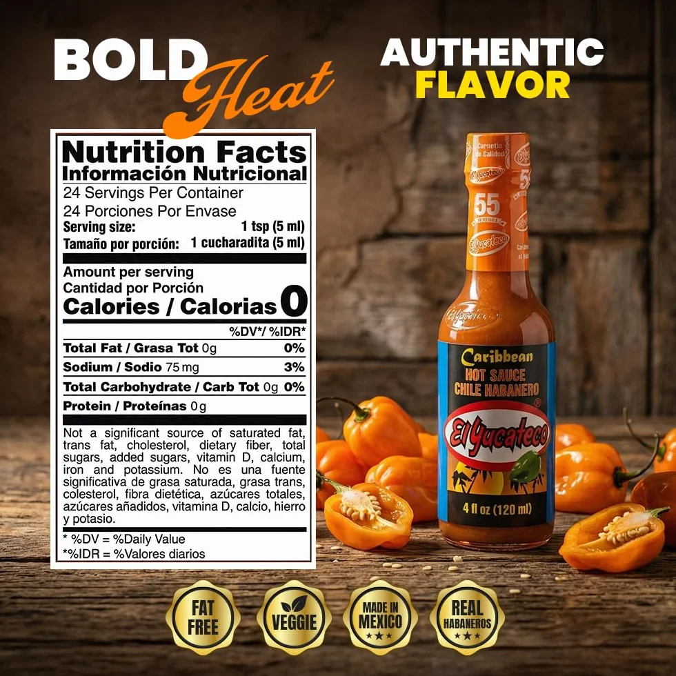 El Yucateco Caribbean Hot Sauce with Habanero Chilli 120 ml