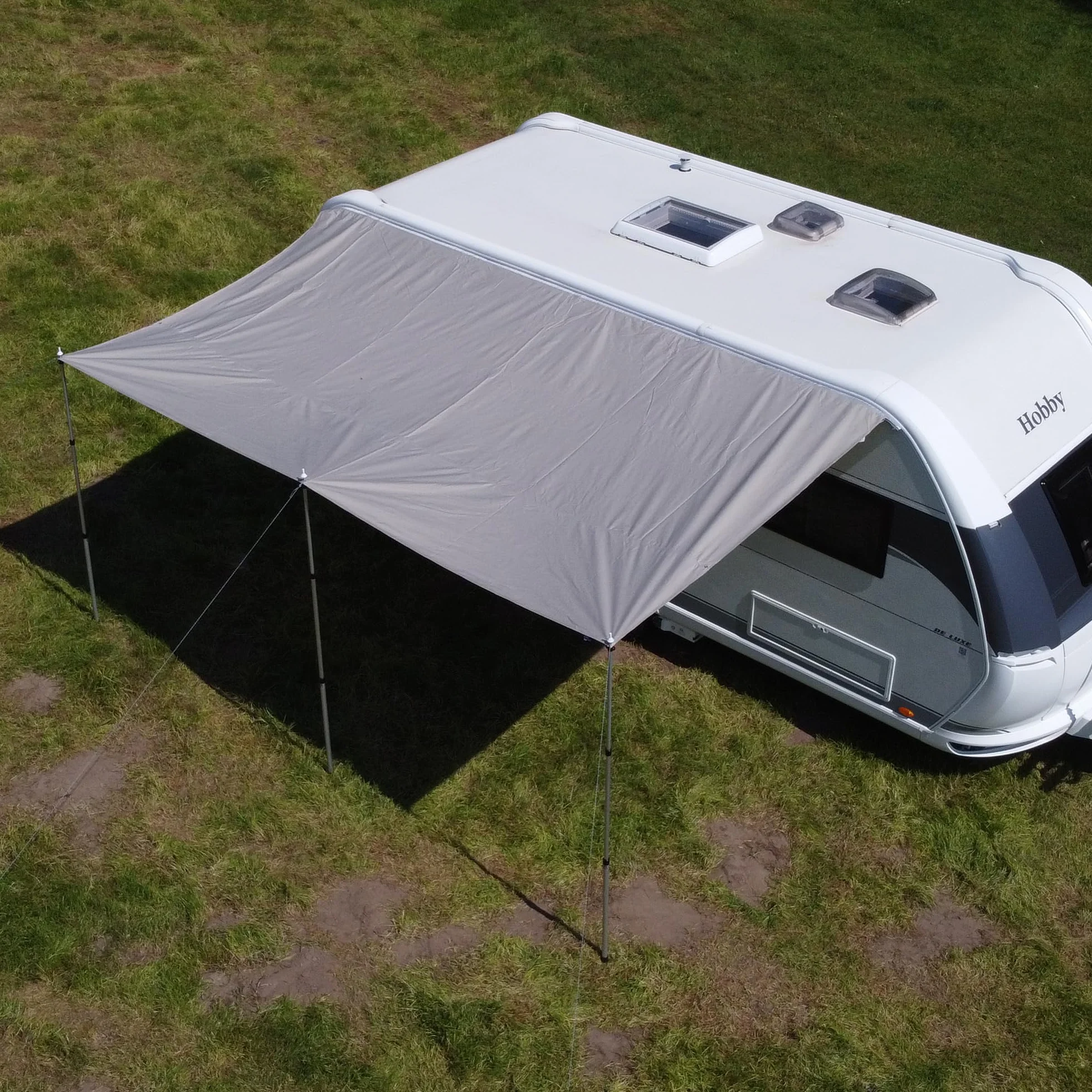 your GEAR Caravan Cotton Tarp TC 400 x 240 – dach przeciwsłoneczny do przyczepy kempingowej wraz z drążkami do ustawiania, bawełniany żagiel przeciwsłoneczny