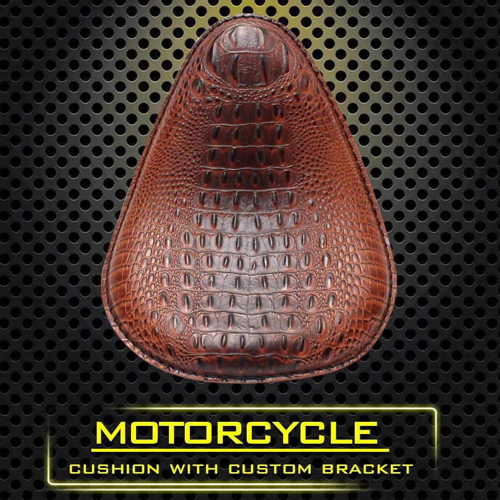 KATUR Uniwersalny motocykl skóra krokodyla styl siodełko solo poduszka do siedzenia wiosna dla Harley/Honda/Yamaha/Kawasaki Brown