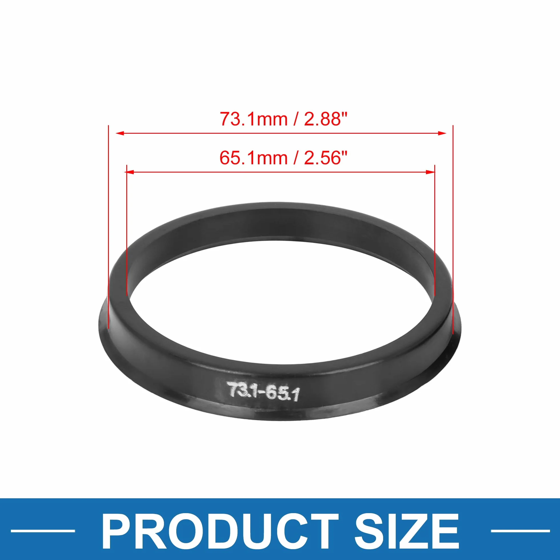 A ABSOPRO Pierścienie centrujące do felg samochodowych 73,1 mm do 65,1 mm z czarnego tworzywa sztucznego (zestaw 4 szt.)