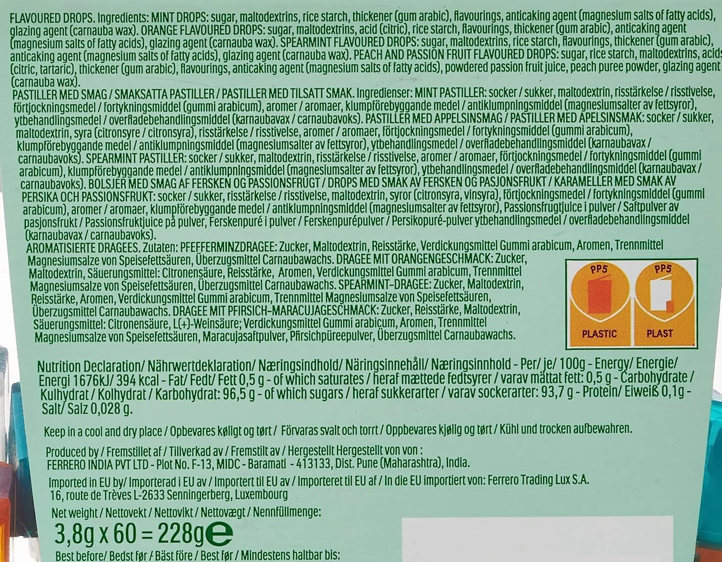 Tic Tac Travels Lilliput Cukierki drażetki z miętą pieprzową, 300 g, 60 miniopakowań