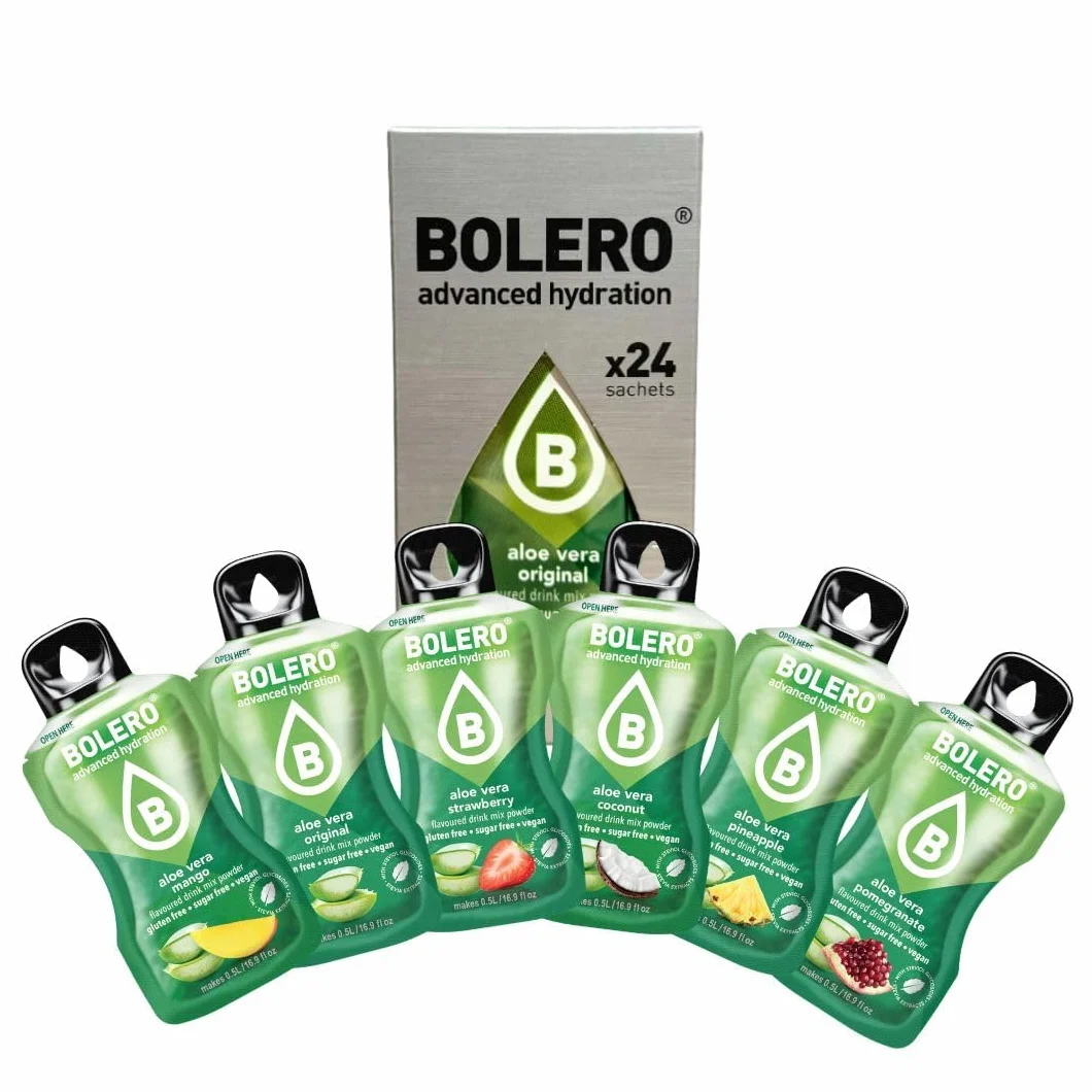Bolero Aloe Vera Mix 24x3g Proszek do Napojów Bez Cukru z Stewią i Witaminą C Bezglutenowy Wegański