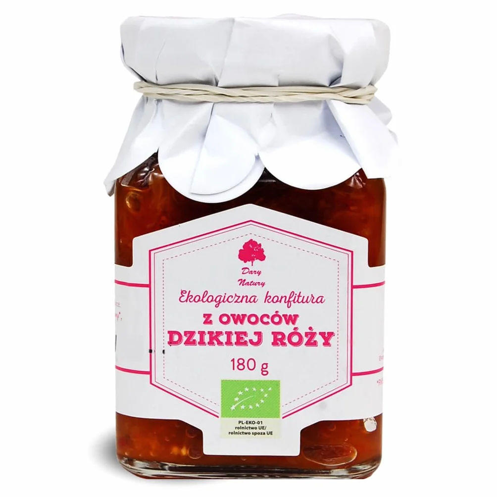 KONFITURA Z OWOCÓW DZIKIEJ RÓZY BIO 180 g - DARY NATURY