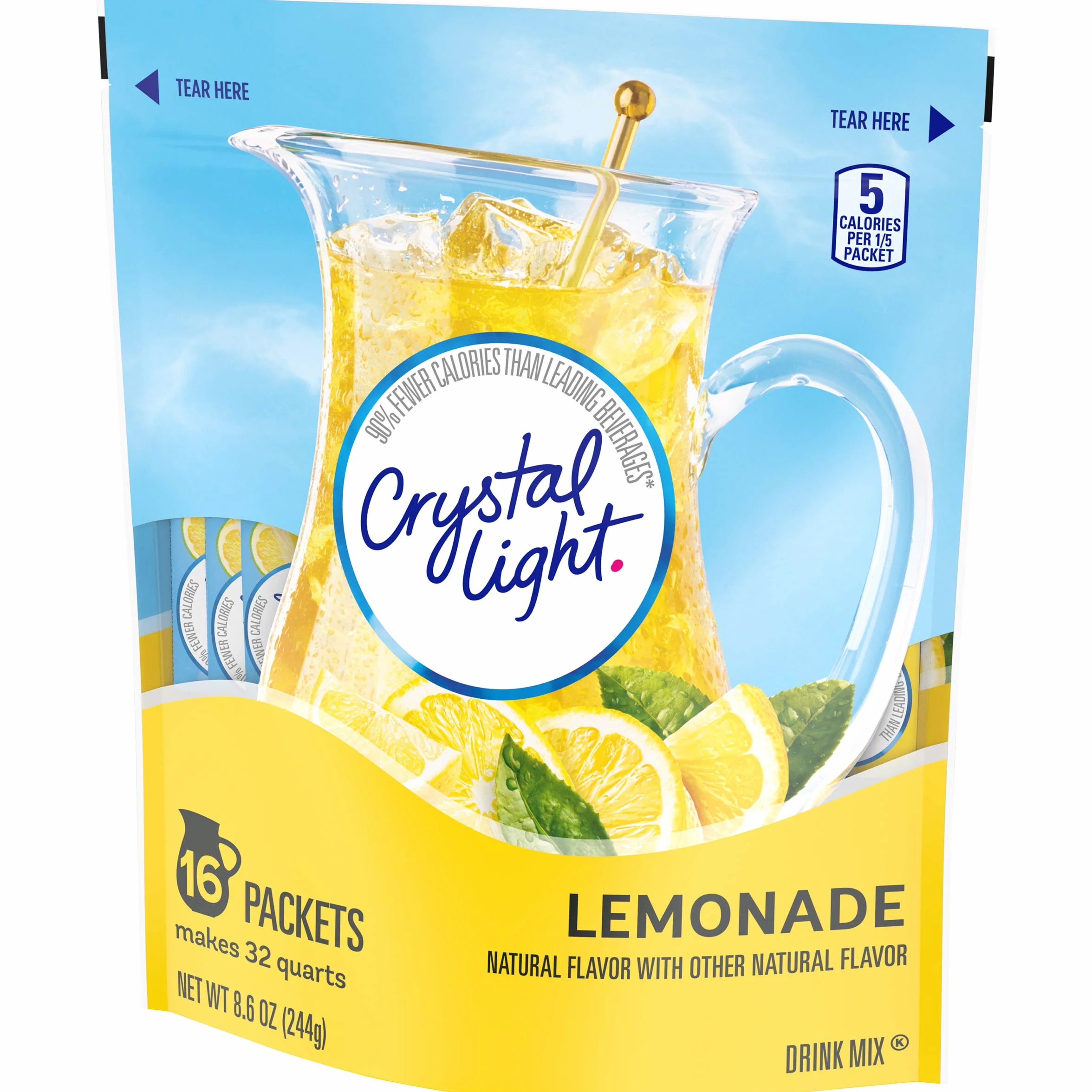 Crystal Light Lemonade Sticks Natural 8.6 oz 16 Count