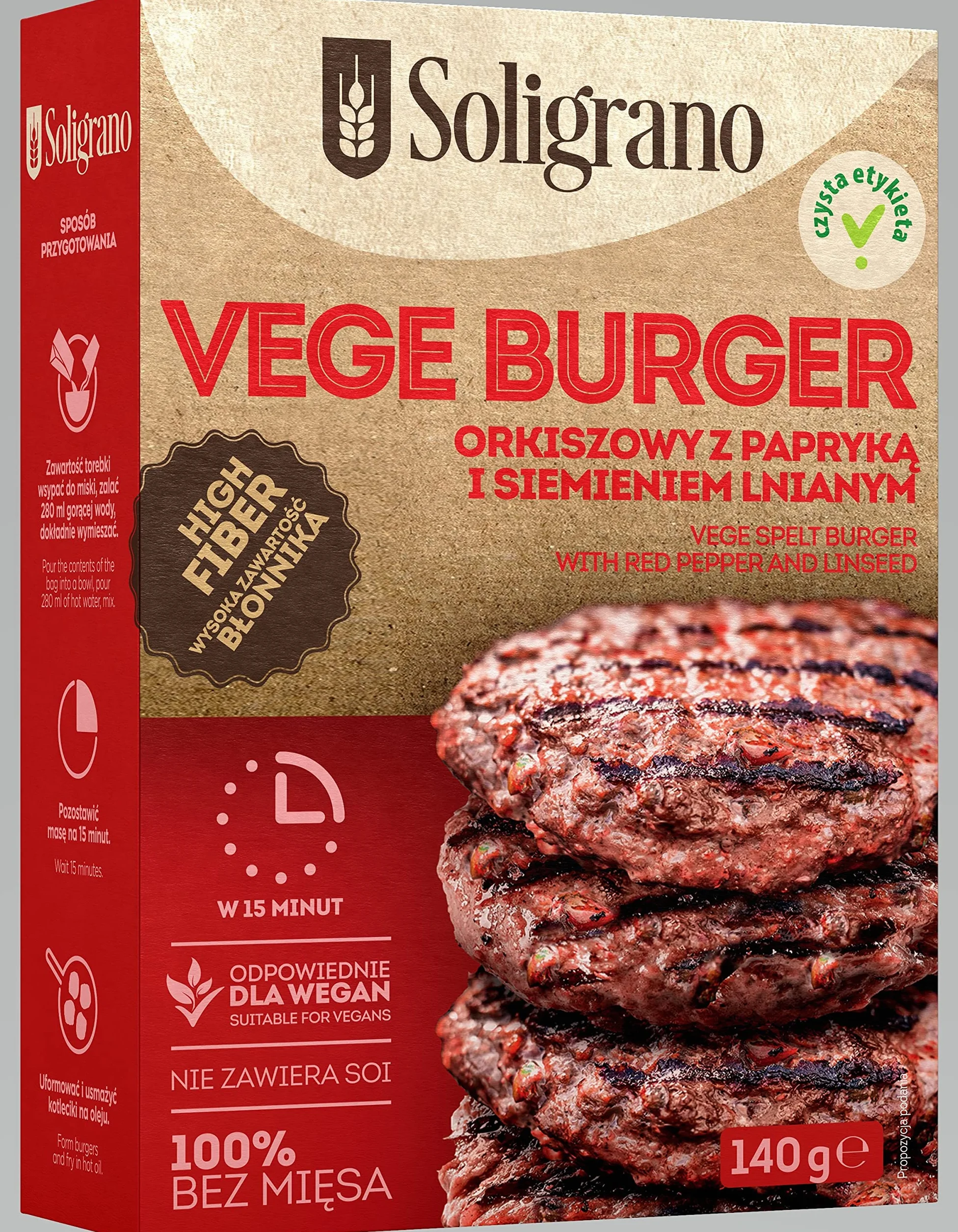 Soligrano Burger orkiszowo-paprykowy 140 g