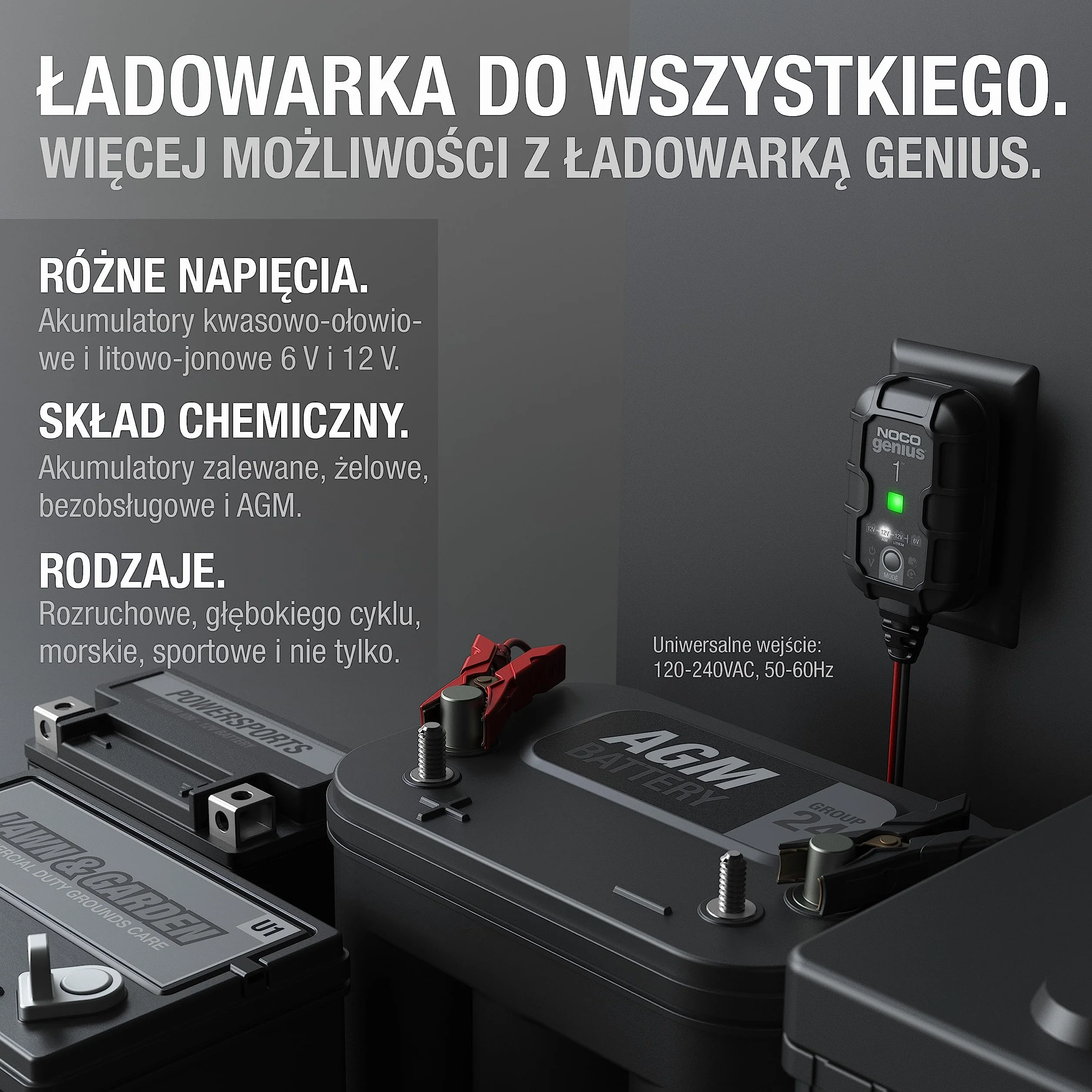 NOCO GENIUS1EU, W Pełni Automatyczna Inteligentna Ładowarka 1A Do Akumulatorów 6V i 12V, Konserwator, Podtrzymująca i Odsiarczająca Z Kompensacją Temperaturową