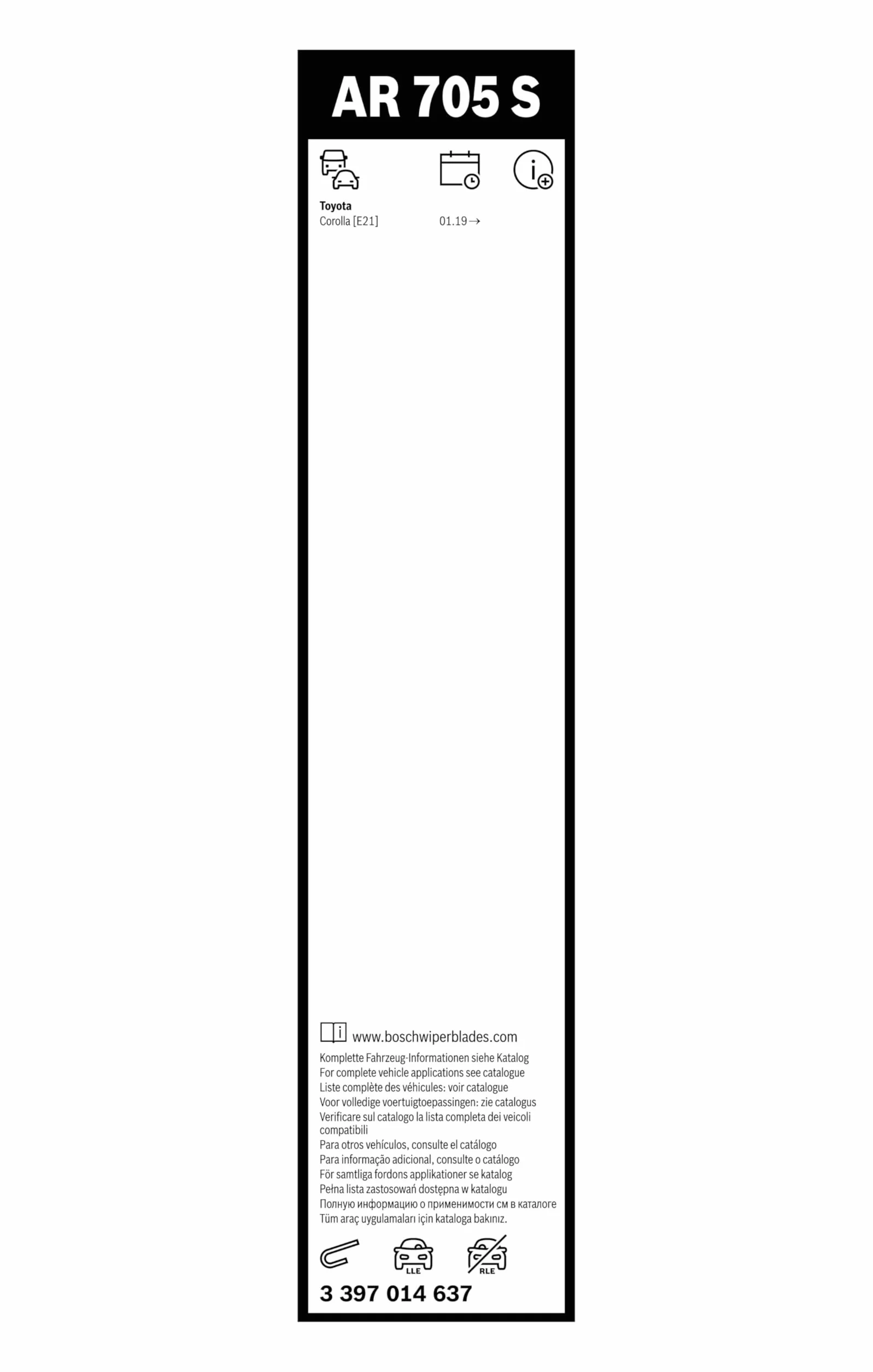 Bosch 3397014637 Pióro Wycieraczki, Czarny, 700 mm/340 mm