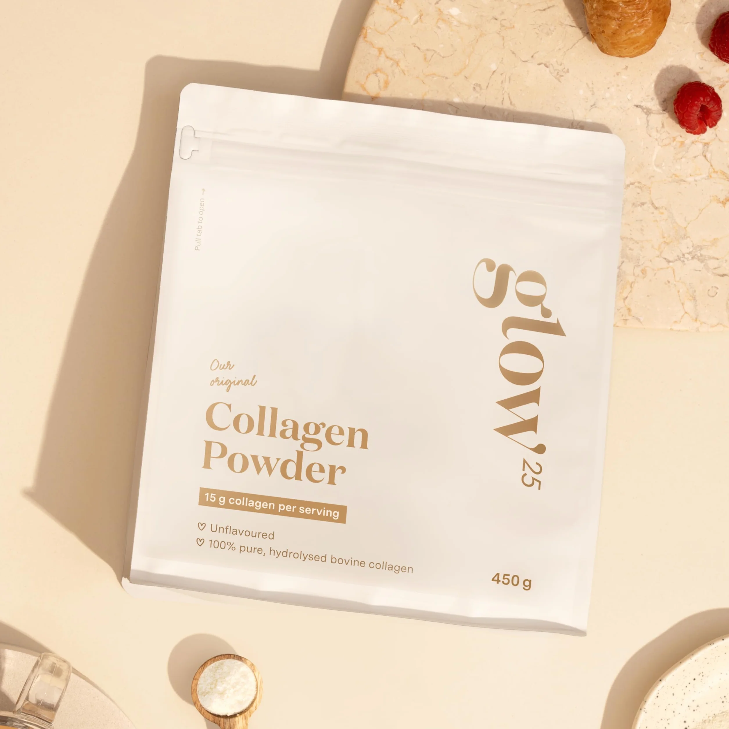 Kolagen w proszku [450g] - Original - Zawiera peptydy typu 1 i 3 - Doskonale rozpuszczalny - Smak Naturalny (450g)