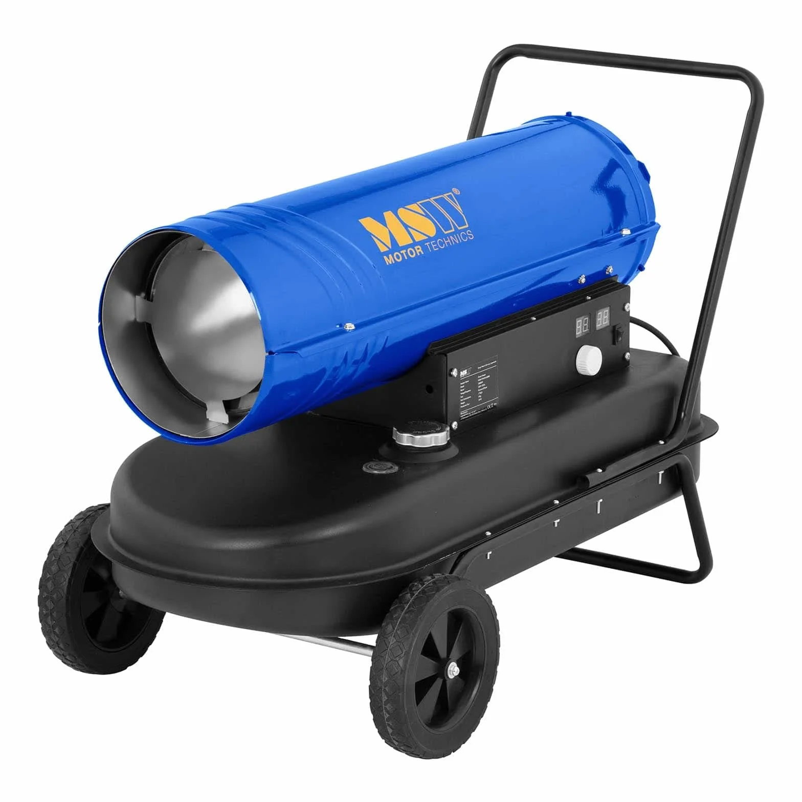 MSW nagrzewnica na olej napędowy i nagrzewnica budowlana z wózkiem, 20 kW, 19 l, MSW-TW-DH-20000 (wydajność ogrzewania 20 kW, 19 l, zużycie oleju napędowego 1,6 kg/h, maks. przepływ powietrza 420