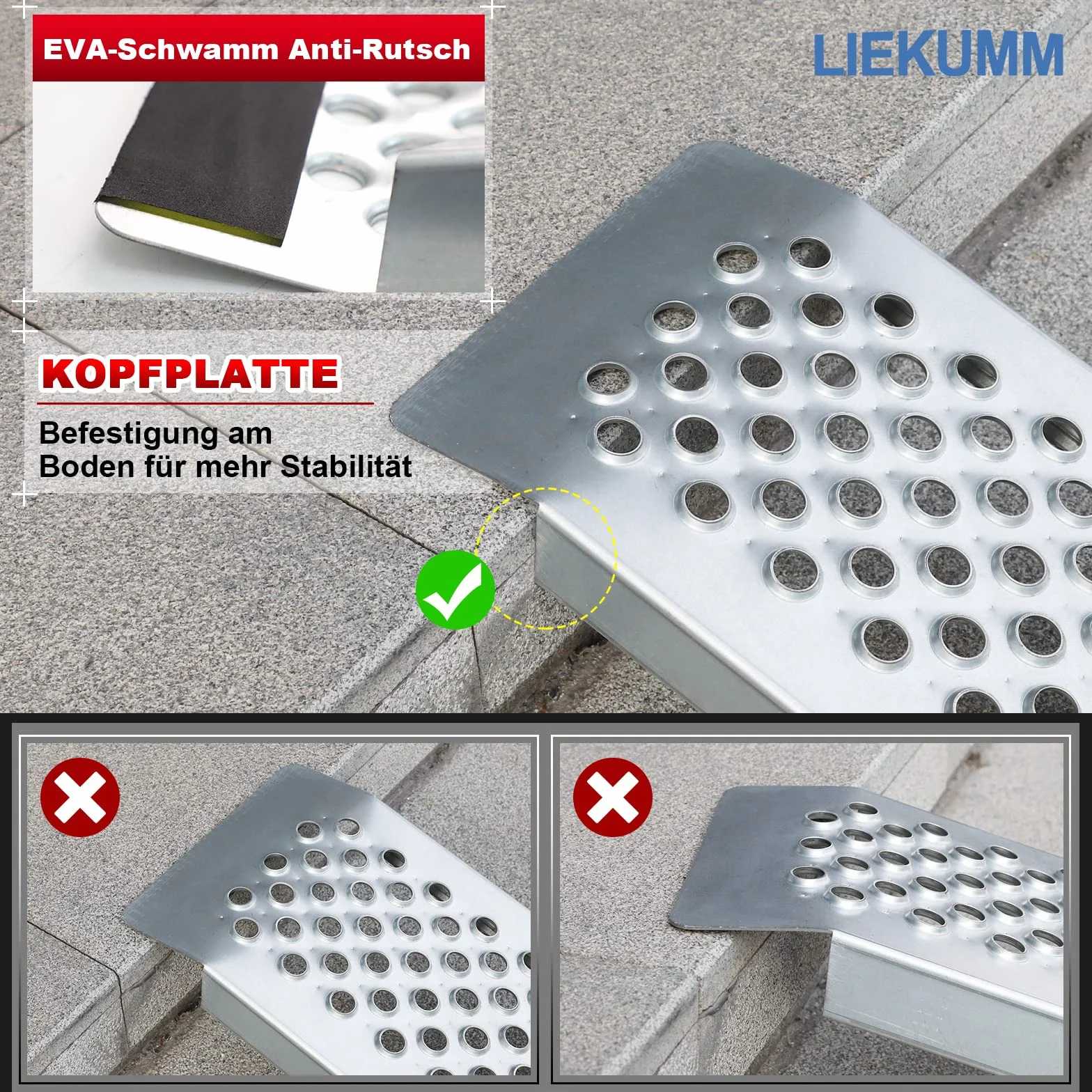 LIEKUMM 2 x rampa najazdowa, 120 cm, nośność 600 kg, stalowa, do motocykla, motocykla elektrycznego, ATV, warsztatu, rampy najazdowej, do przyczepy, garażu, motocykla, 2 szt