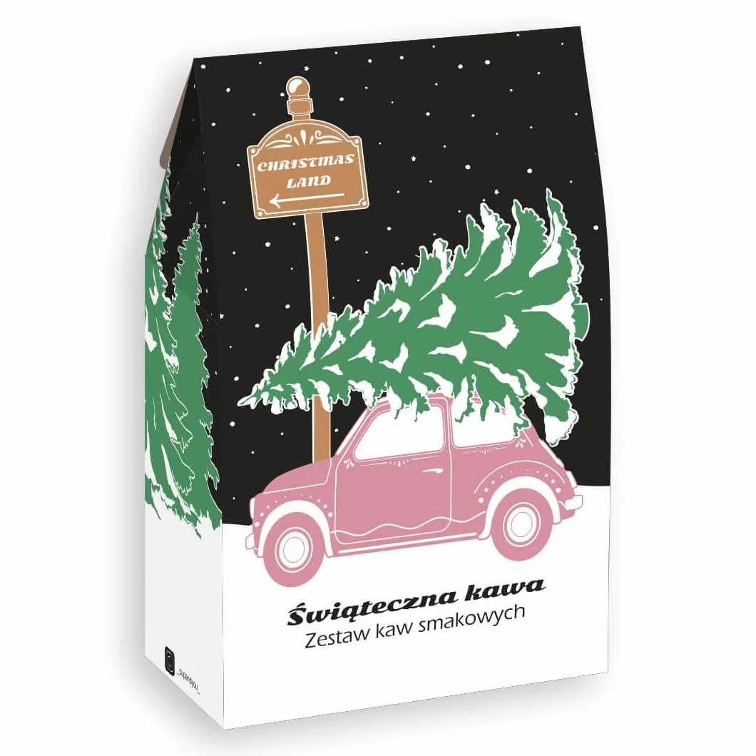Christmas Land Box zestaw prezentowy kawa aromatyzowana PREMIUM 10szt. czekoladowy lizak 2szt.