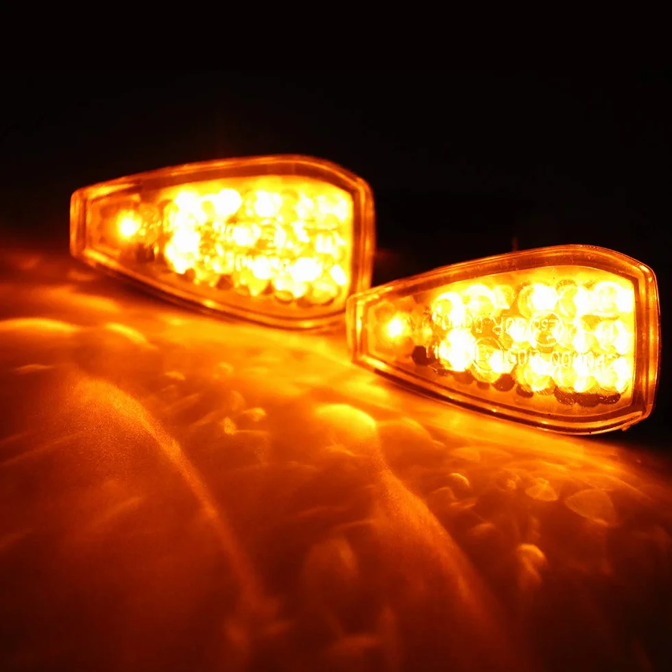 4 szt. wskaźniki do motocykla, 12V 14 diod LED, kierunkowskazy, certyfikacja E, wodoodporne, uniwersalne, do skutera, quada, motoroweru, dojazdowego (dym)