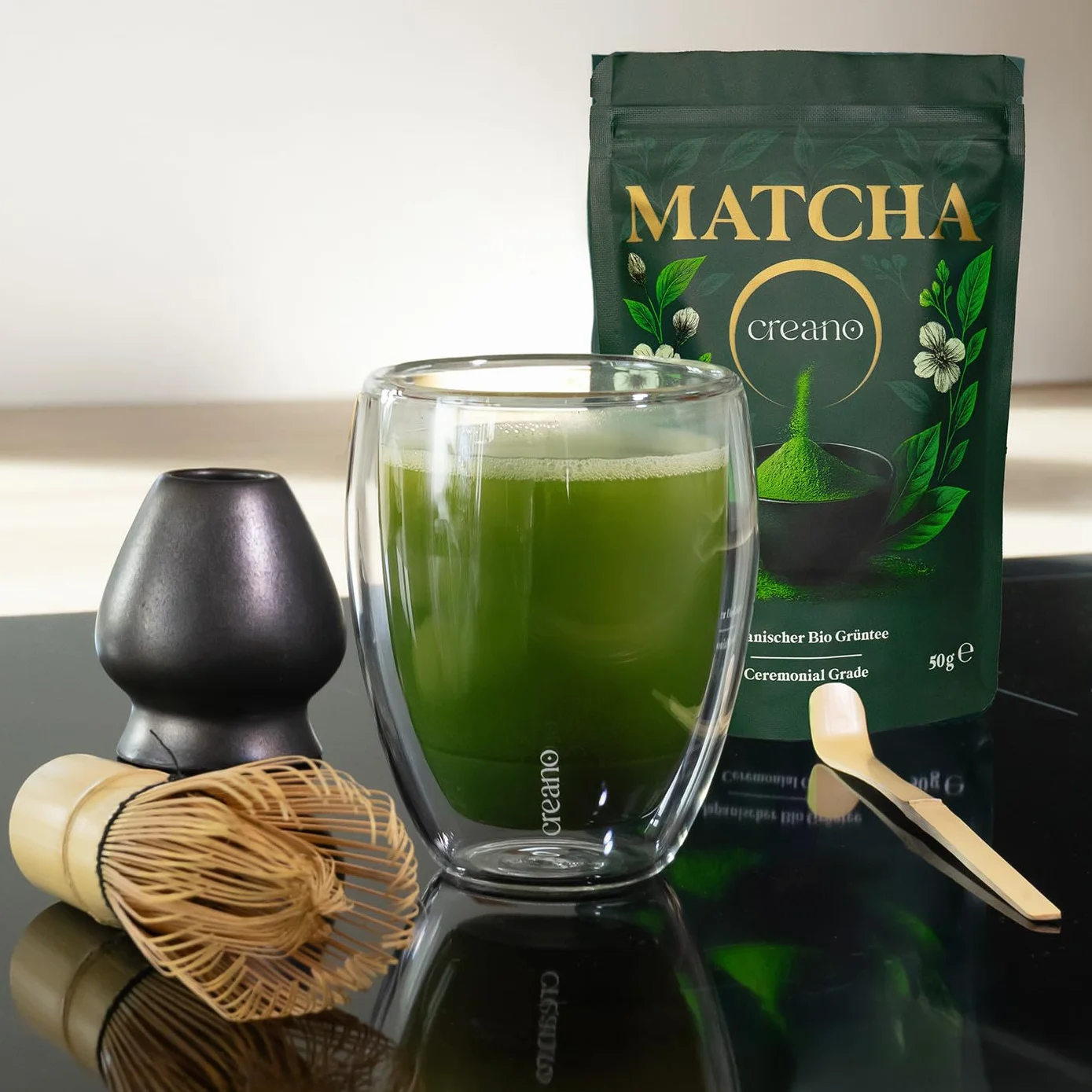 Ceremonialna herbata Creano Organic Matcha 50g z Japonii Aichi Kioto Shizuoka Kagoshima