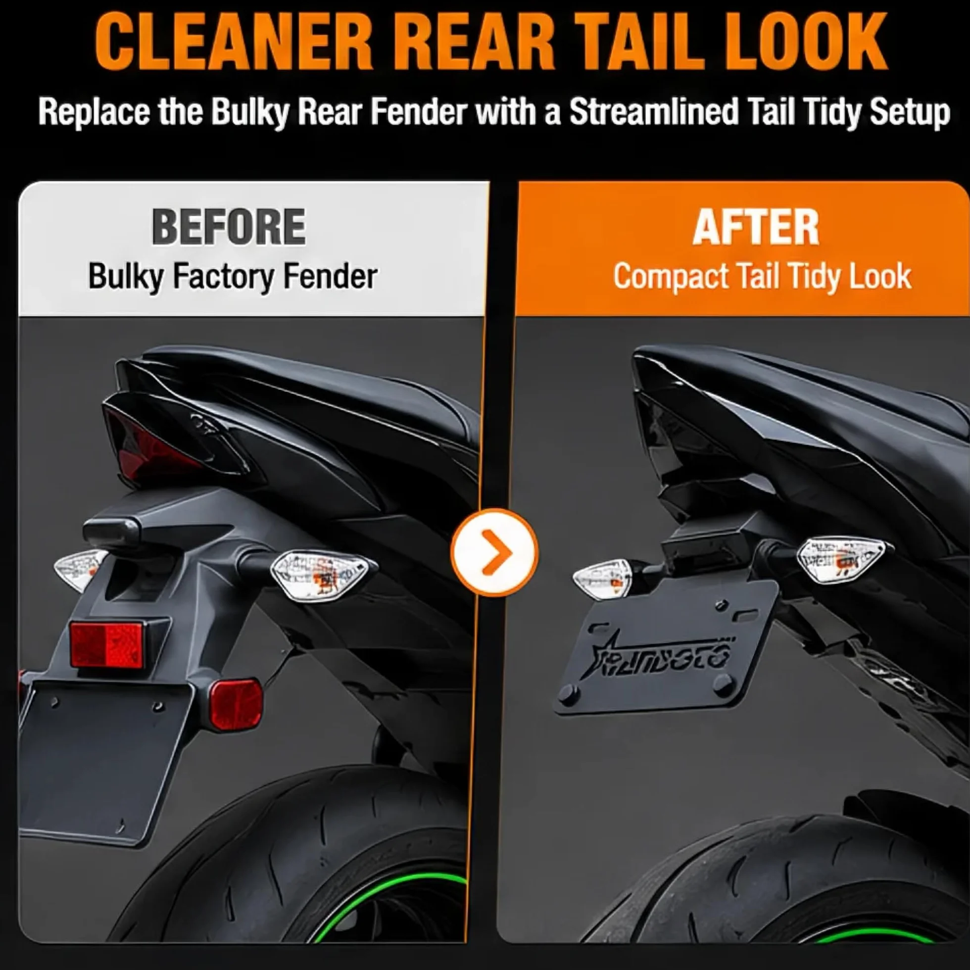 RANSOTO Fender Eliminator do Kawasaki Z650 / Ninja 650 ZX650 2023 2022 2021 2020 2019 2018 2017 Uchwyt montażowy tablicy rejestracyjnej