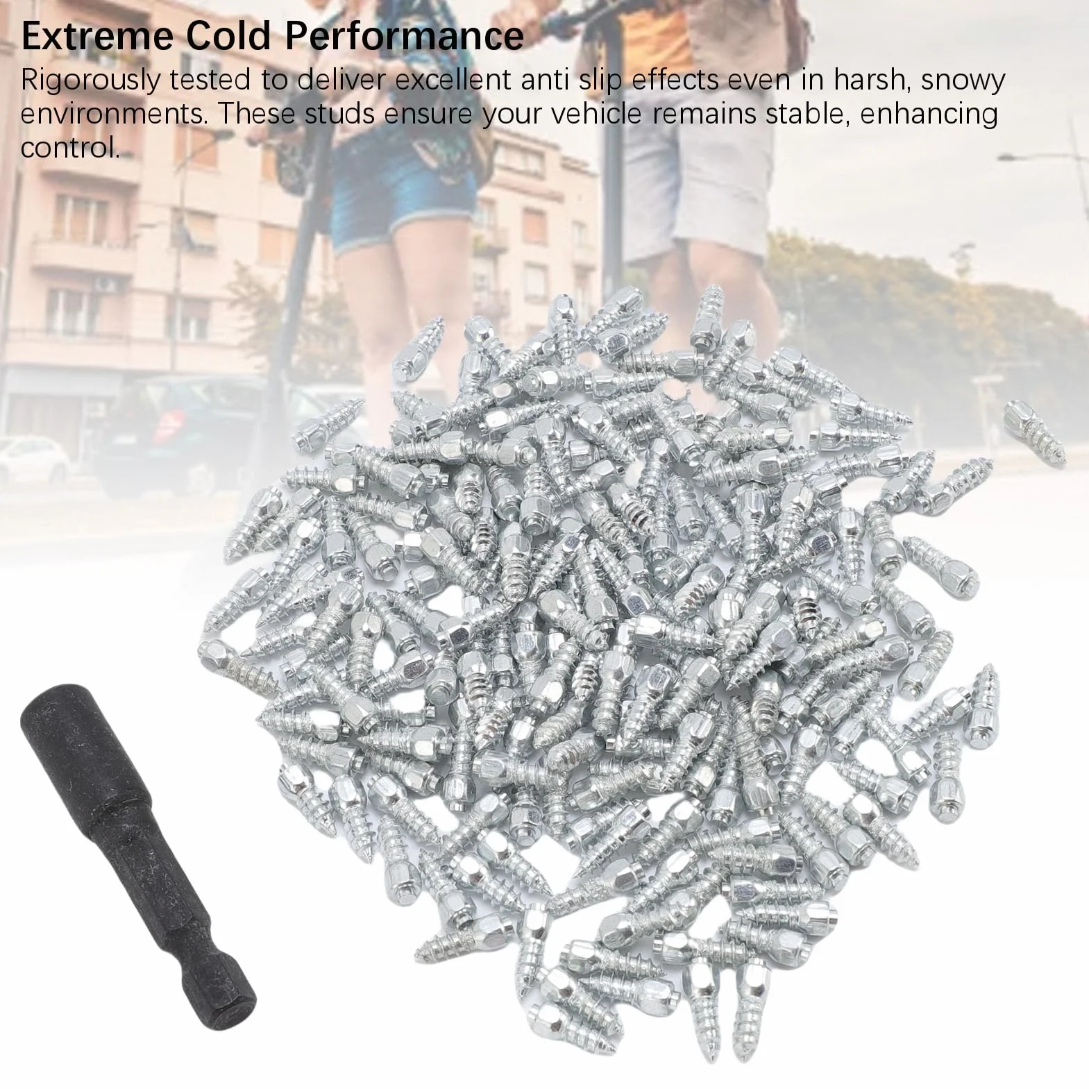 CHICIRIS Kolce do Opon Motocyklowych Stal Premium Antypoślizgowe na Lodzie Zestaw 100 szt. Uniwersalny Rozmiar 4x12