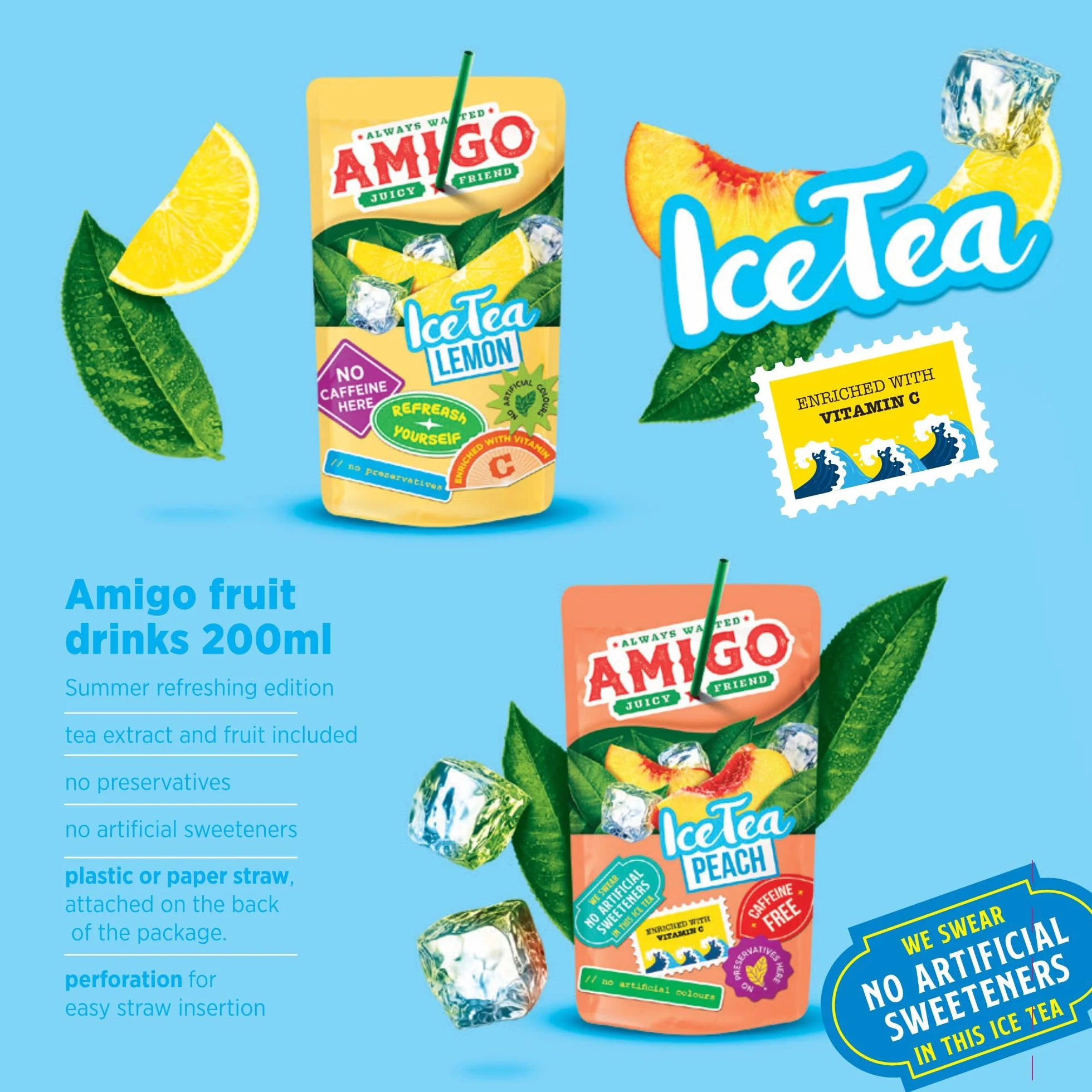 Amigo Juicy Friend sok owocowy dla dzieci ze słomką 8 szt