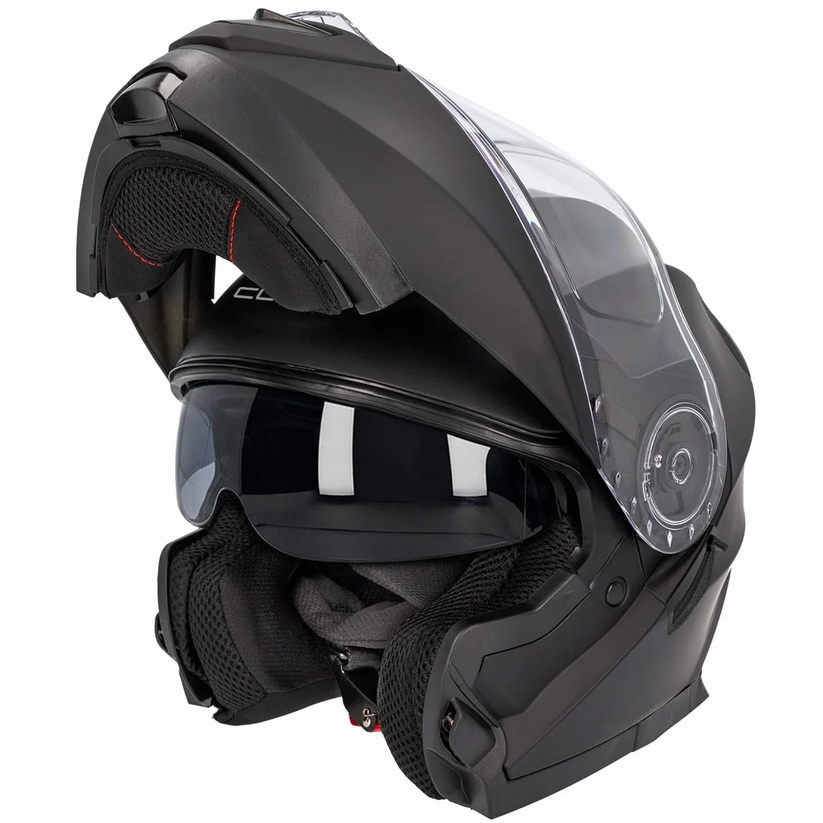 Kask Moto Modułowy Curve Krypton Czarny Matowy, Materiał ABS, Wizjer Słoneczny, Zamknięcie mikrometryczne, Dorośli, Mężczyzna i Kobieta, ECE 22.06