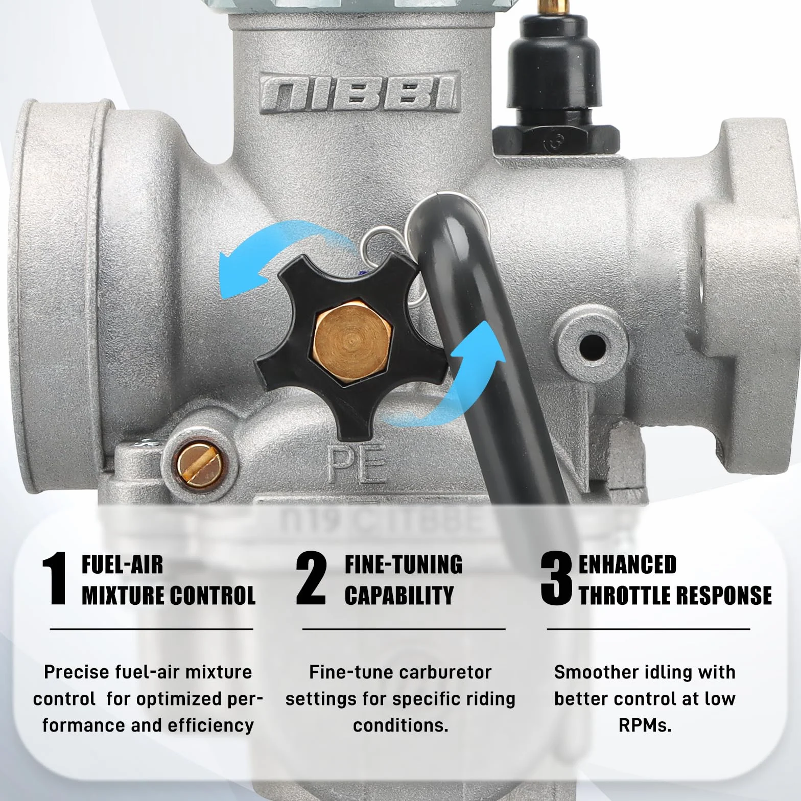 NIBBI PE17 mm Vergaser do 80cc-100 cm³ Flansch Motorrad Motor Vergaser z napędem samochodowym do roweru samochodowego