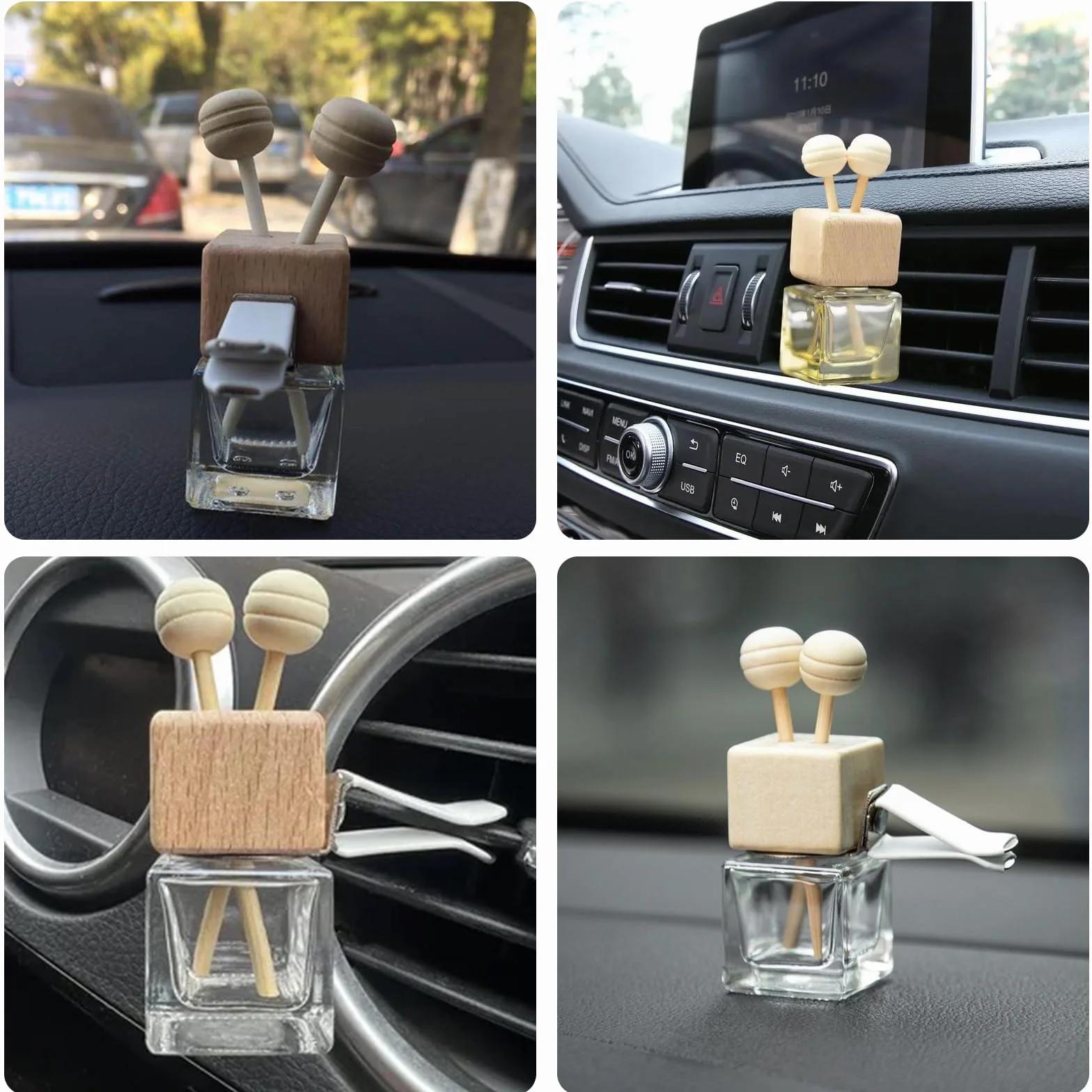 Pusta butelka odświeżacza powietrza, puste butelki perfum na olejki eteryczne, 8 sztuk 8 ml przezroczysty wisiorek zapachowy do samochodu, wiszący dyfuzor zapachowy, samochodowy odświeżacz powietrza