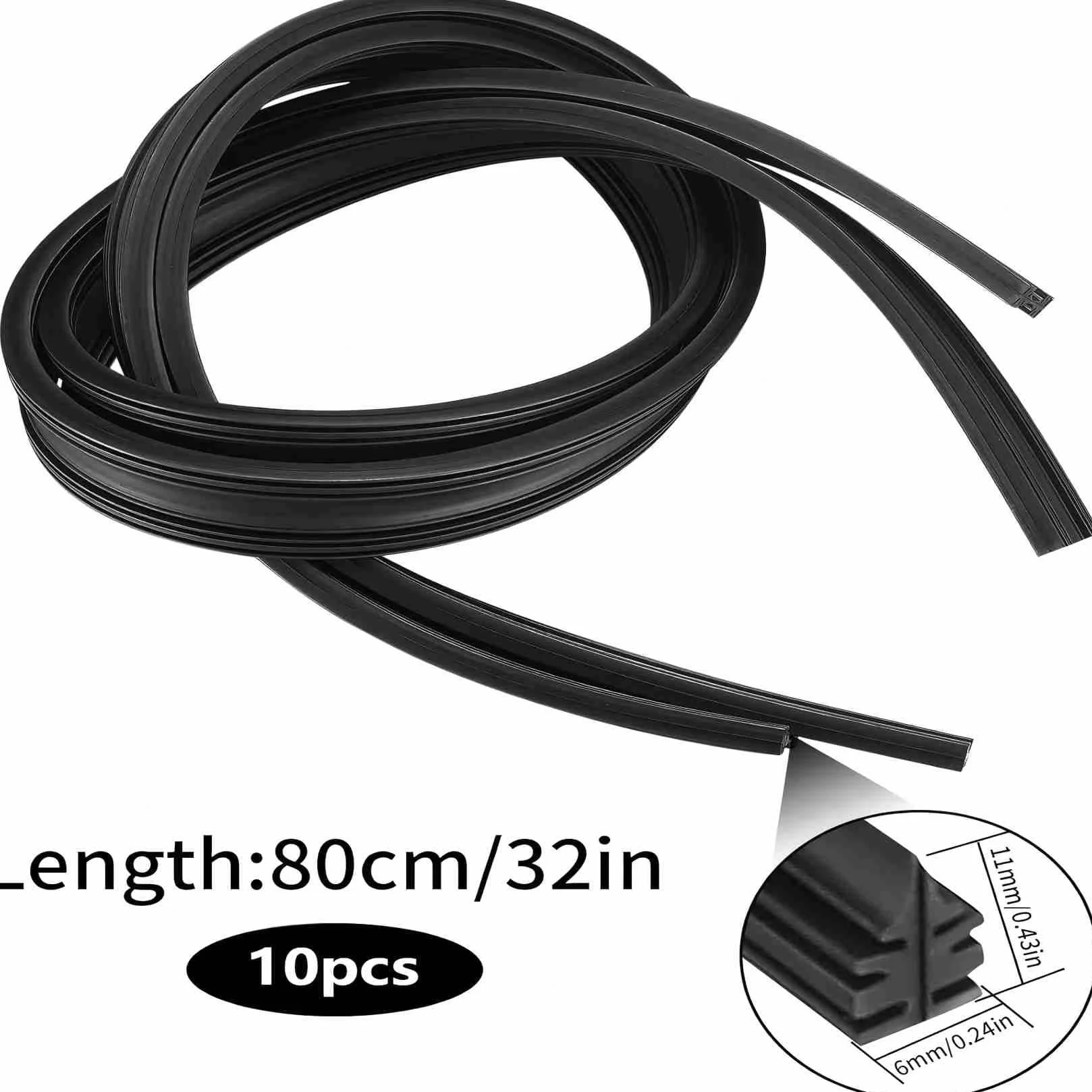 10 szt. gumowych wycieraczek, zamiennik gumy do wycieraczek, 800 mm, gumka zapasowa, uniwersalna guma do wycieraczek, możliwość przycięcia (10)