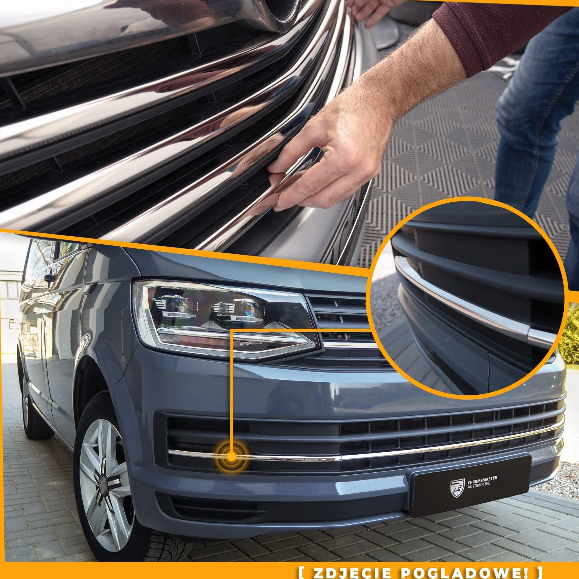CHROMEMASTER | Kompatybilna z VW T6.1 California 2019-2024 | Listwa Atrapy Zderzaka Przedniego; Stal Nierdzewna Polerowana | Idealne Dopasowanie; Nowy, Atrakcyjny Wygląd Samochodu
