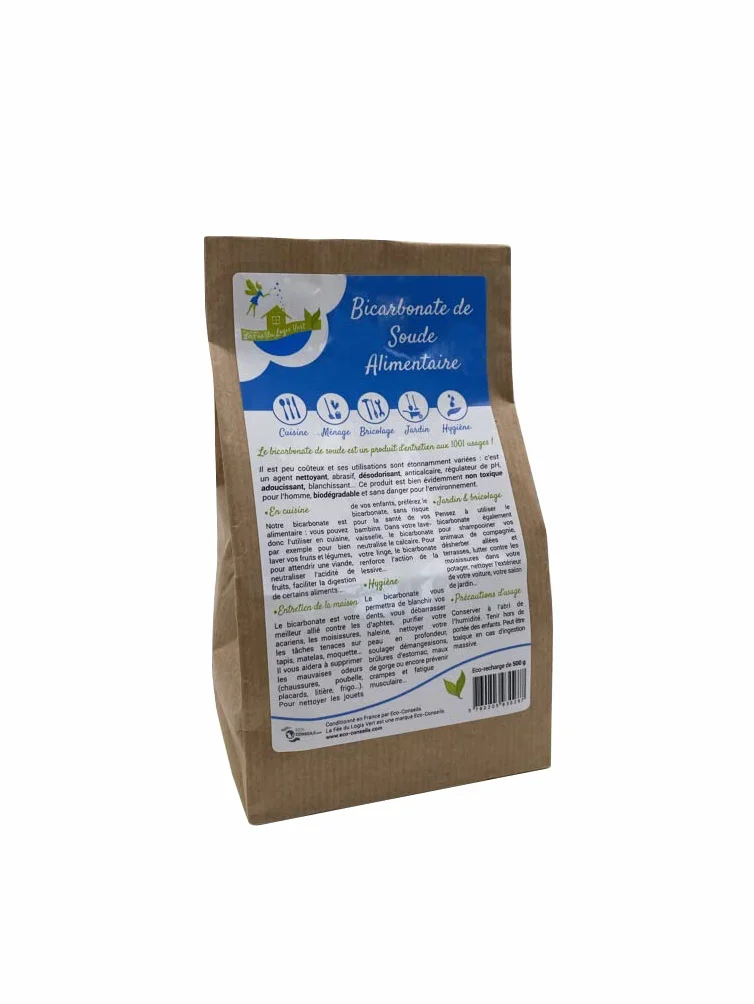Eco-conseils® Wodorowęglan sody klasy spożywczej (1 kg) – 100% przyjazne dla środowiska opakowanie