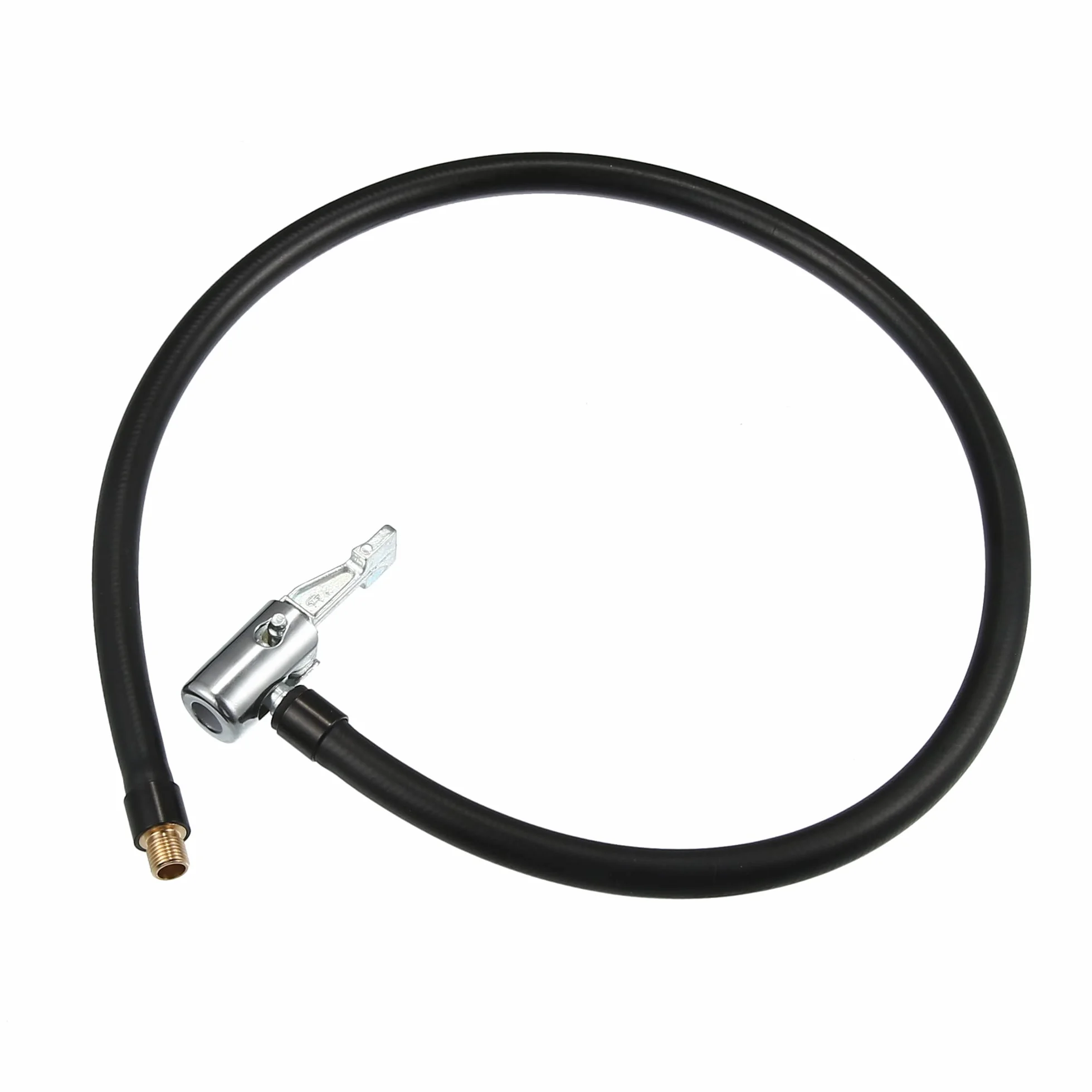 A ABSOPRO 60 cm wąż przedłużający do opon samochodowych z gumowym uchwytem do pompy powietrznej | Czarny i srebrny, guma, stop cynku, miedziany uchwyt, do roweru motocykla samochodu, rozmiar gwintu M8x0,8