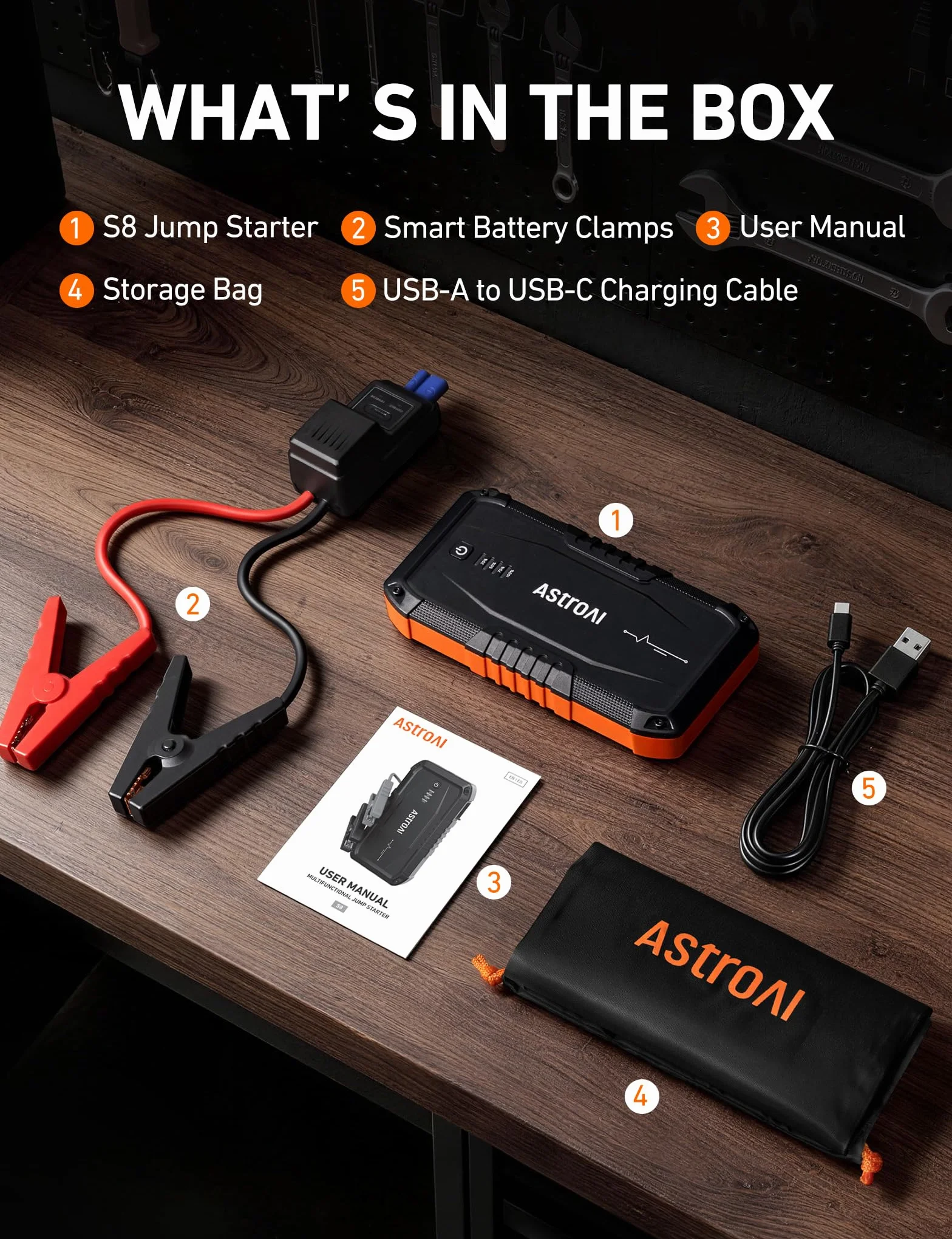 AstroAI S8 Samochodowy rozrusznik wspomagający 6,0 l benzyny 3,0 l diesla 12 V przenośny powerbank