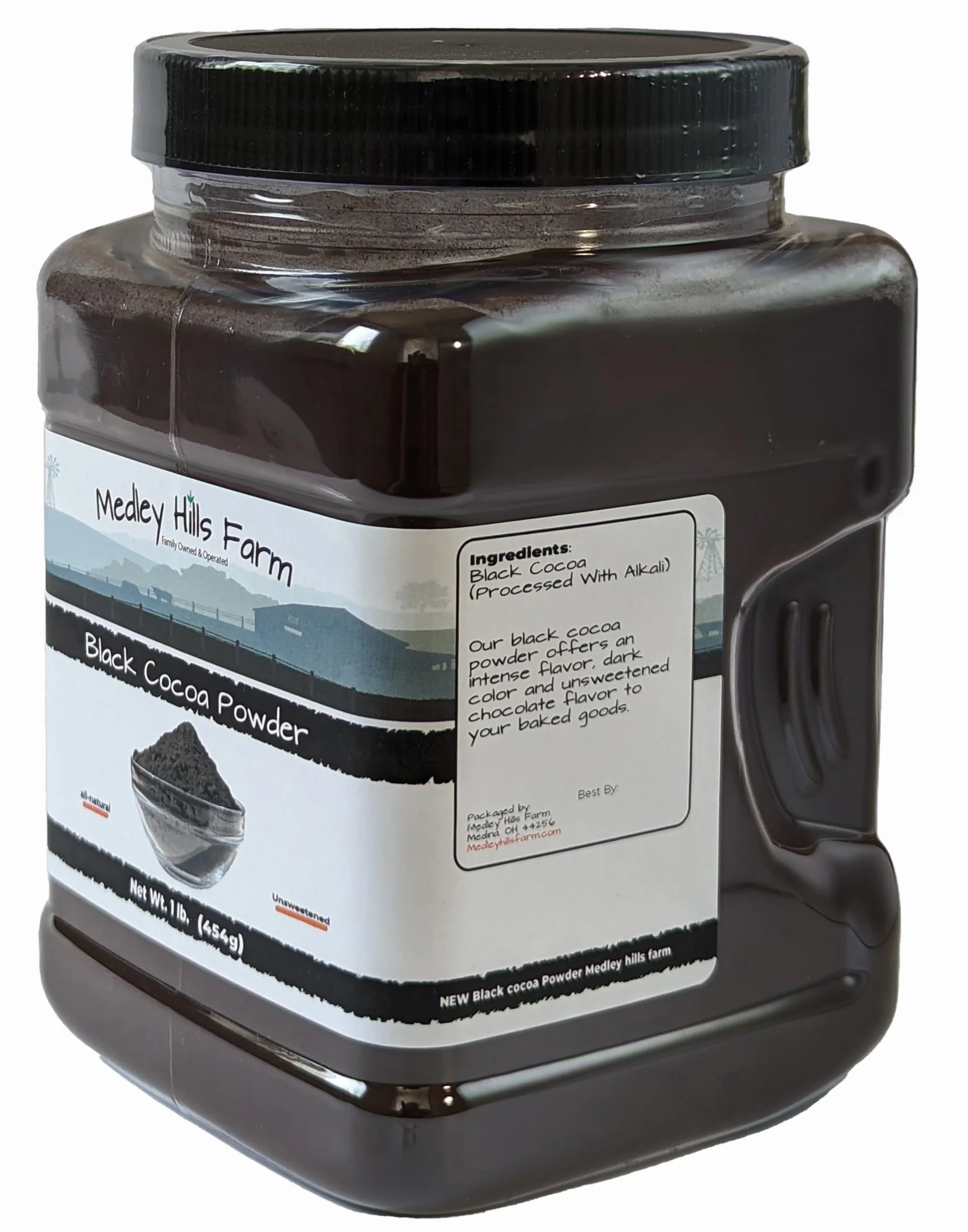Medley Hills Farm Black Cocoa Powder 1 Lb Dutch Processed Unsweetened for Baking
