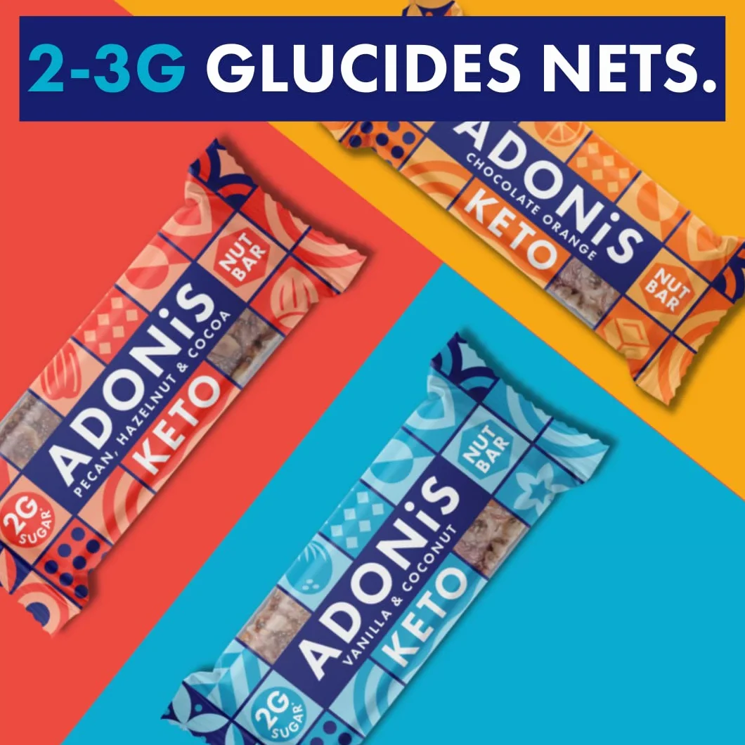 Adonis Keto Riegel Gemischte Snack Box 100% Natürliche Nuss Snacks Low Carb Vegan Glutenfrei Low Sugar Paleo Bars 16er Box