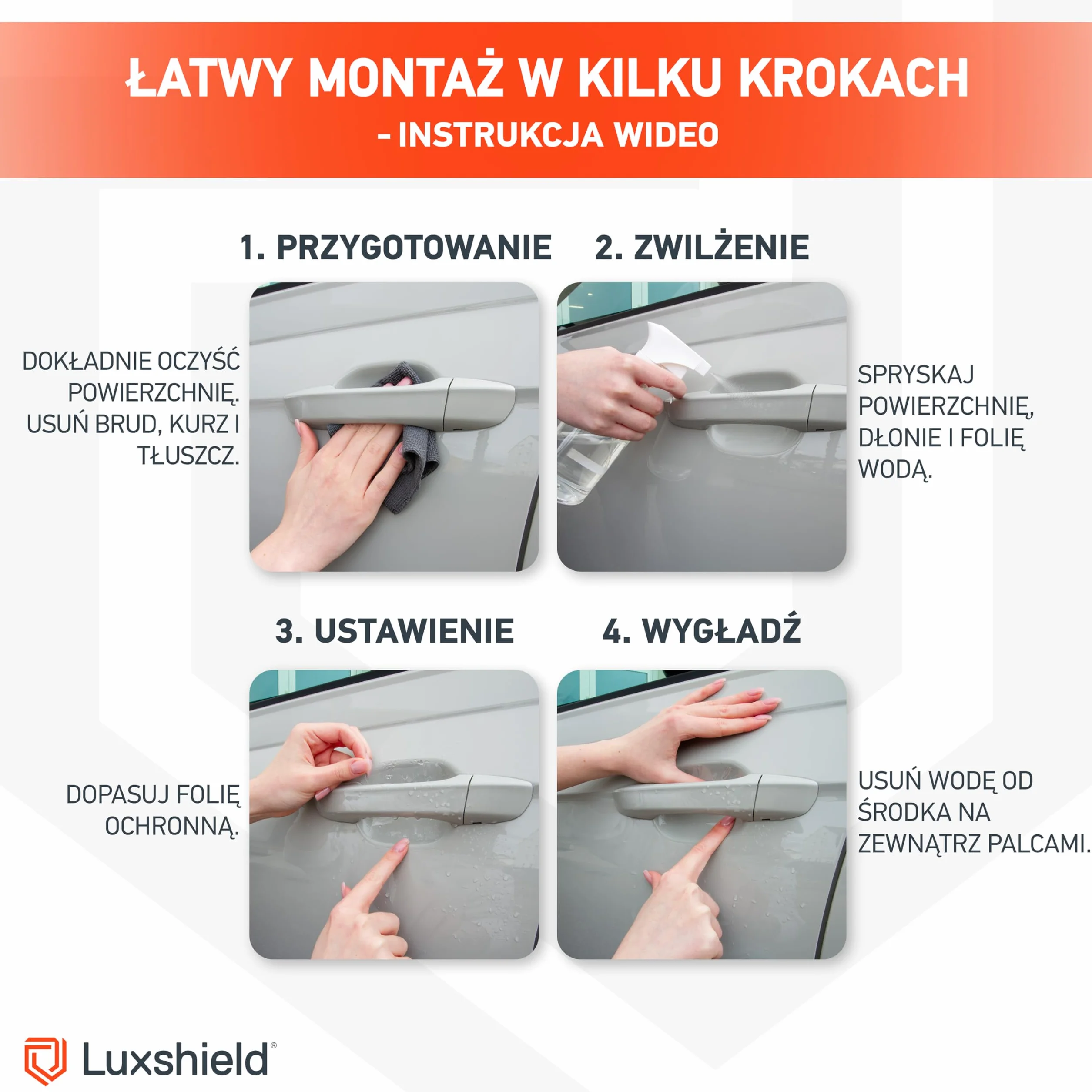 Luxshield folia ochronna na klamki kompatybilny z Renault Captur II I 2020-2026 - ochrona przed zarysowaniami, folia ochronna na lakier – przezroczysta błyszcząca