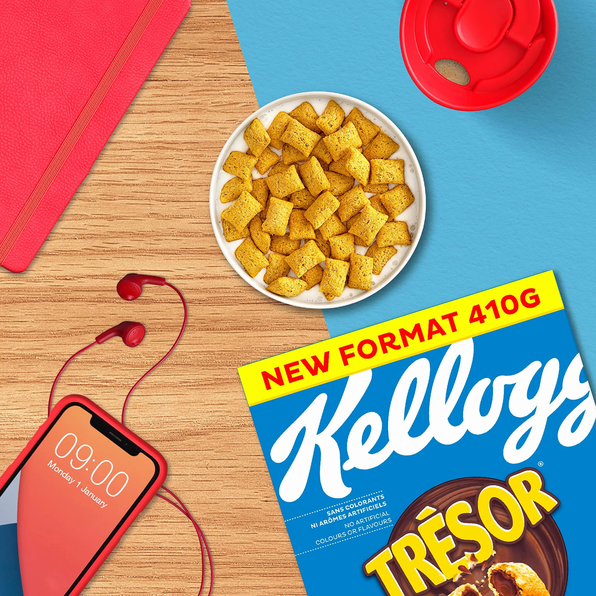 Kellogg's Tresor Milk Choco (1 x 410 g) – chrupiące płatki śniadaniowe z topiącym kremowym wypełnieniem z czekolady mlecznej – sejf.
